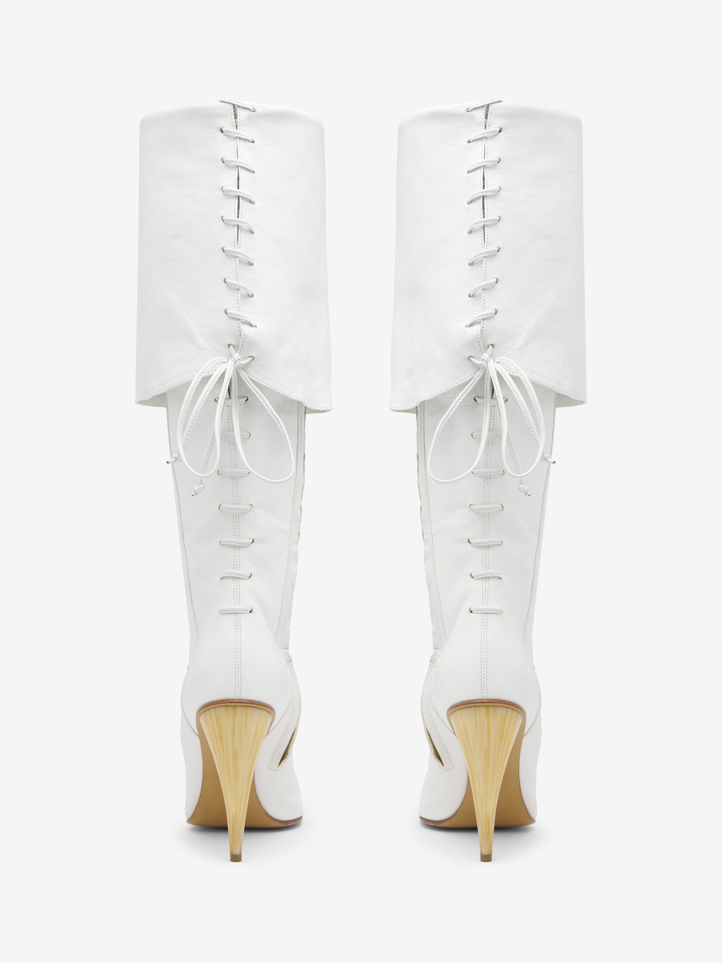 Women's Horn Heel Knee-High Boot in White in Lamb Leather | Alexander McQueen - image 3