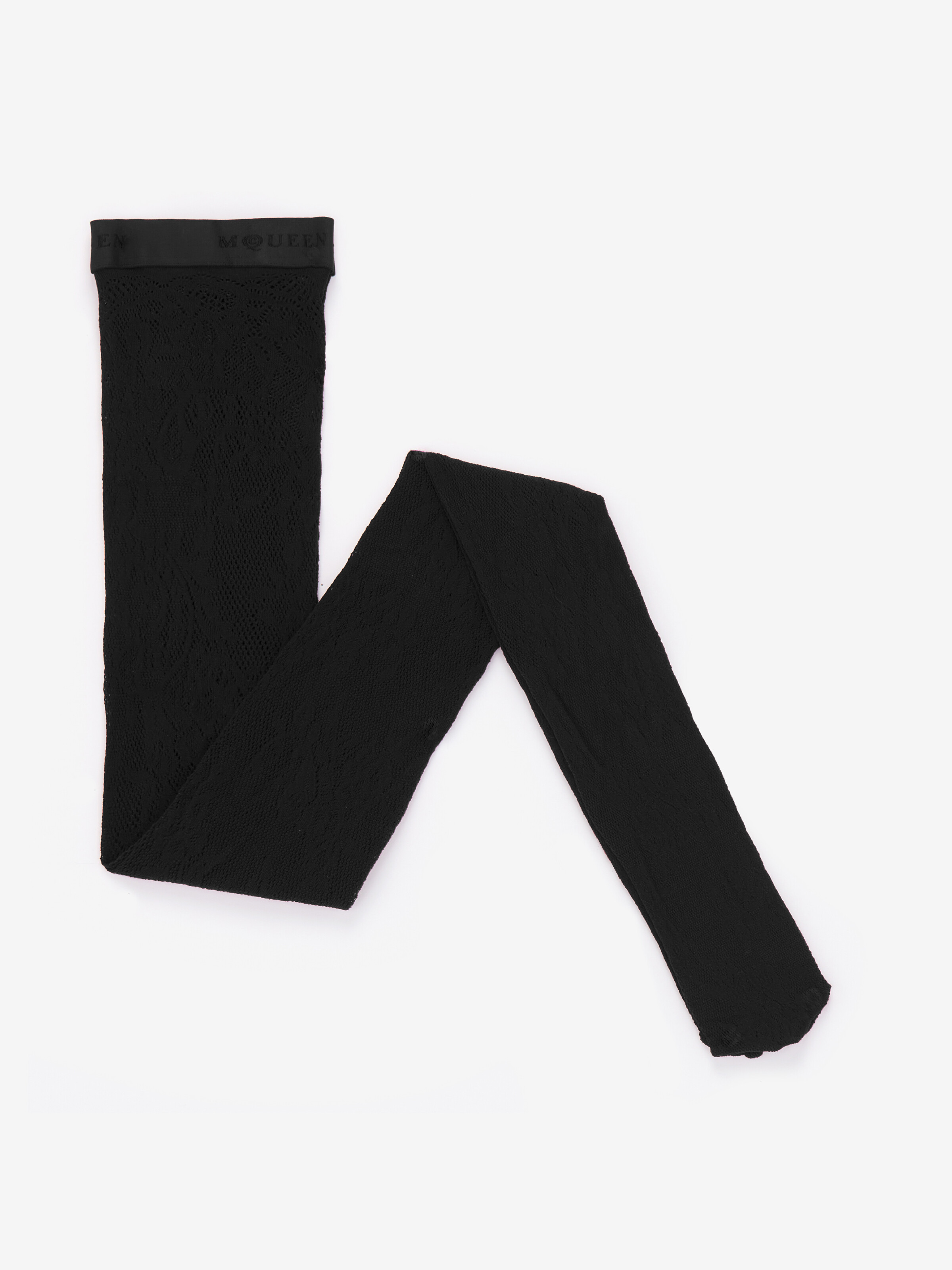 Women's Floral Lace Tights in Black in 80% Polyamid, 20% Elastane | Alexander McQueen - image 4