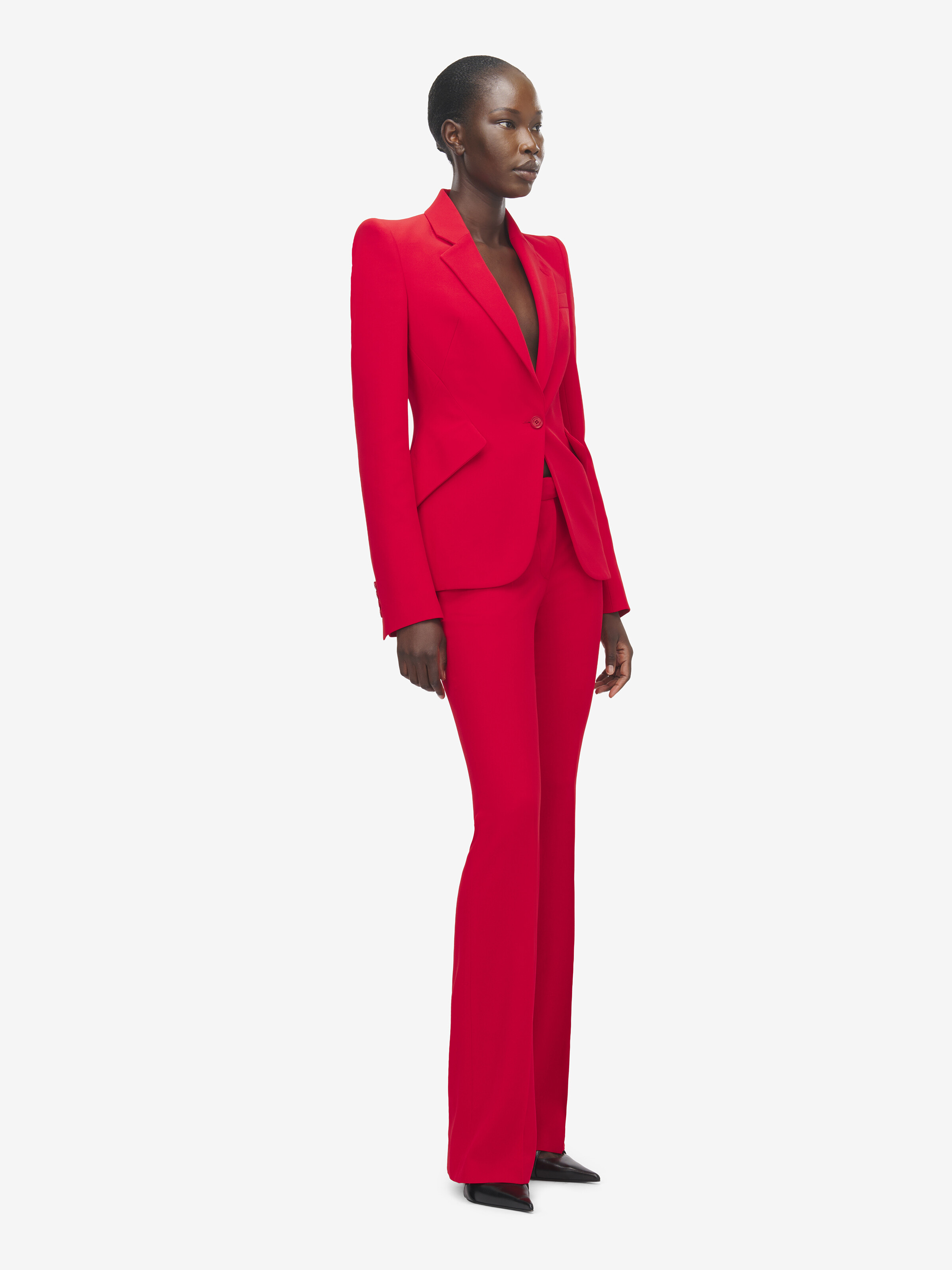 Pantalon Bootcut En Crêpe pour Femme en Rouge in Tissu: 52% Viscose, 48% Acétate, Doublure Poches: 100% Cupro | Alexander McQueen - image 3