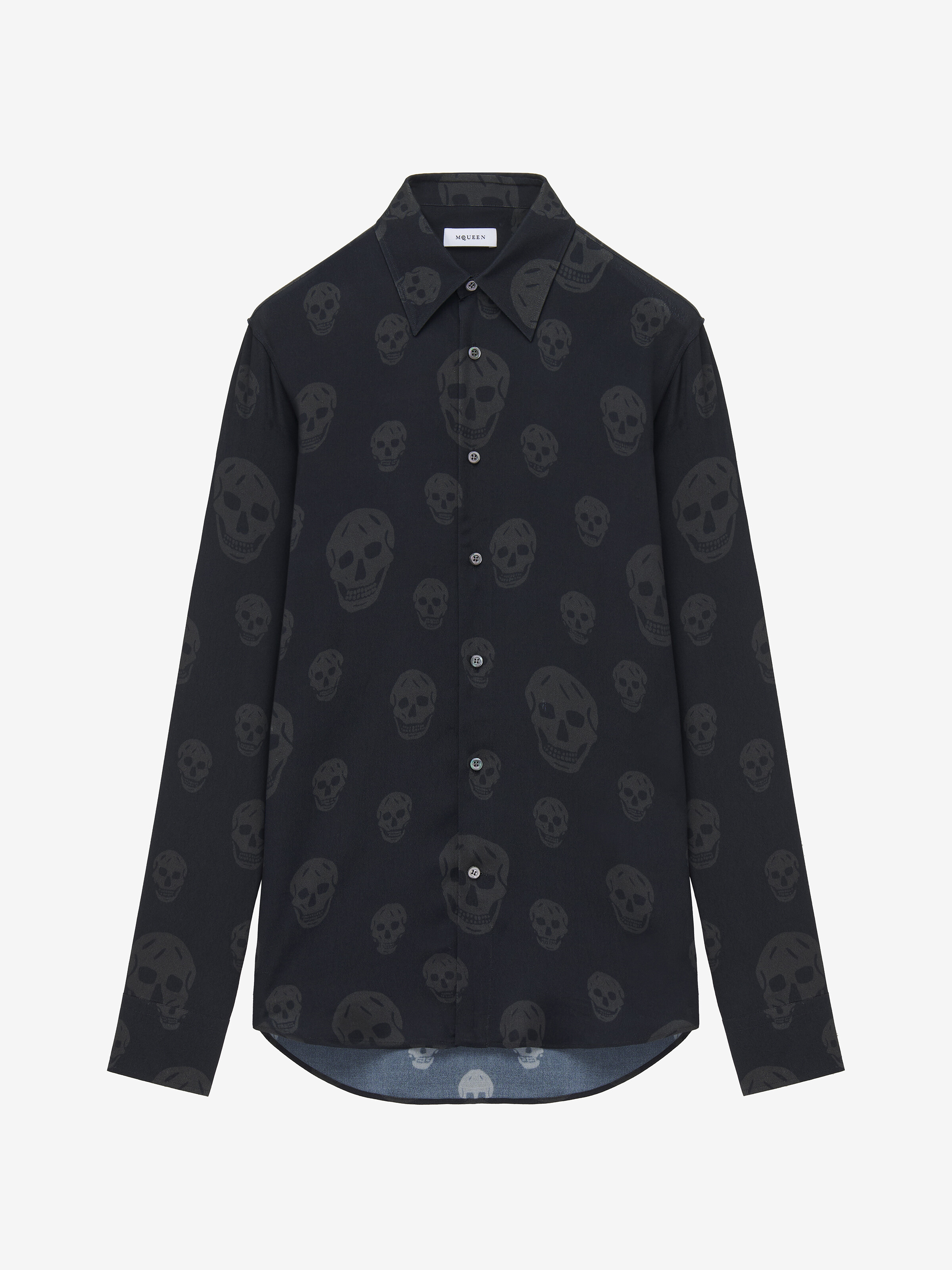Men's Skull Print Shirt in Black in 100% Viscose | Alexander McQueen - image 2