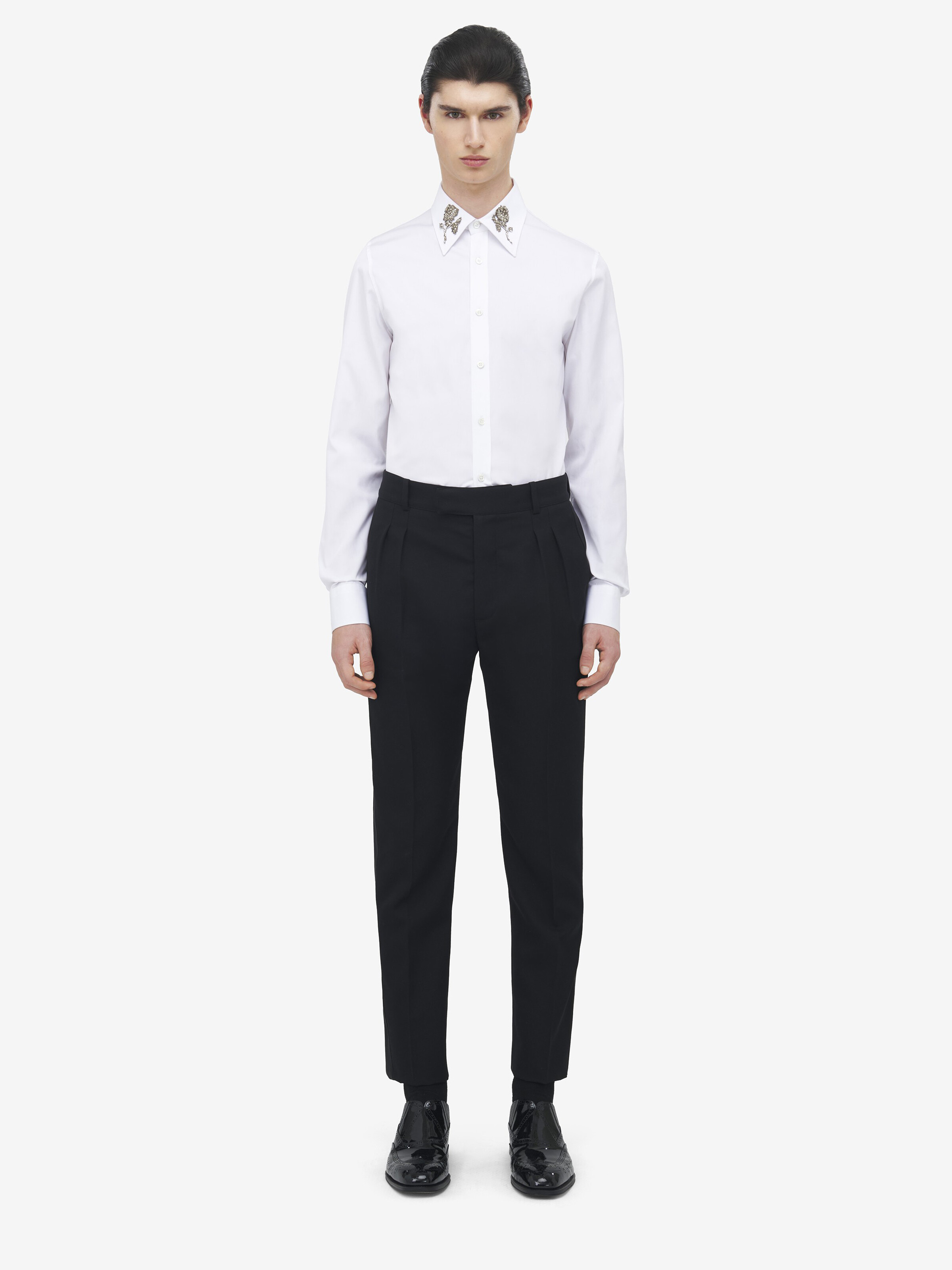 Pantalon De Smoking Plissé pour Homme en Noir in 100% Laine | Alexander McQueen - image 2