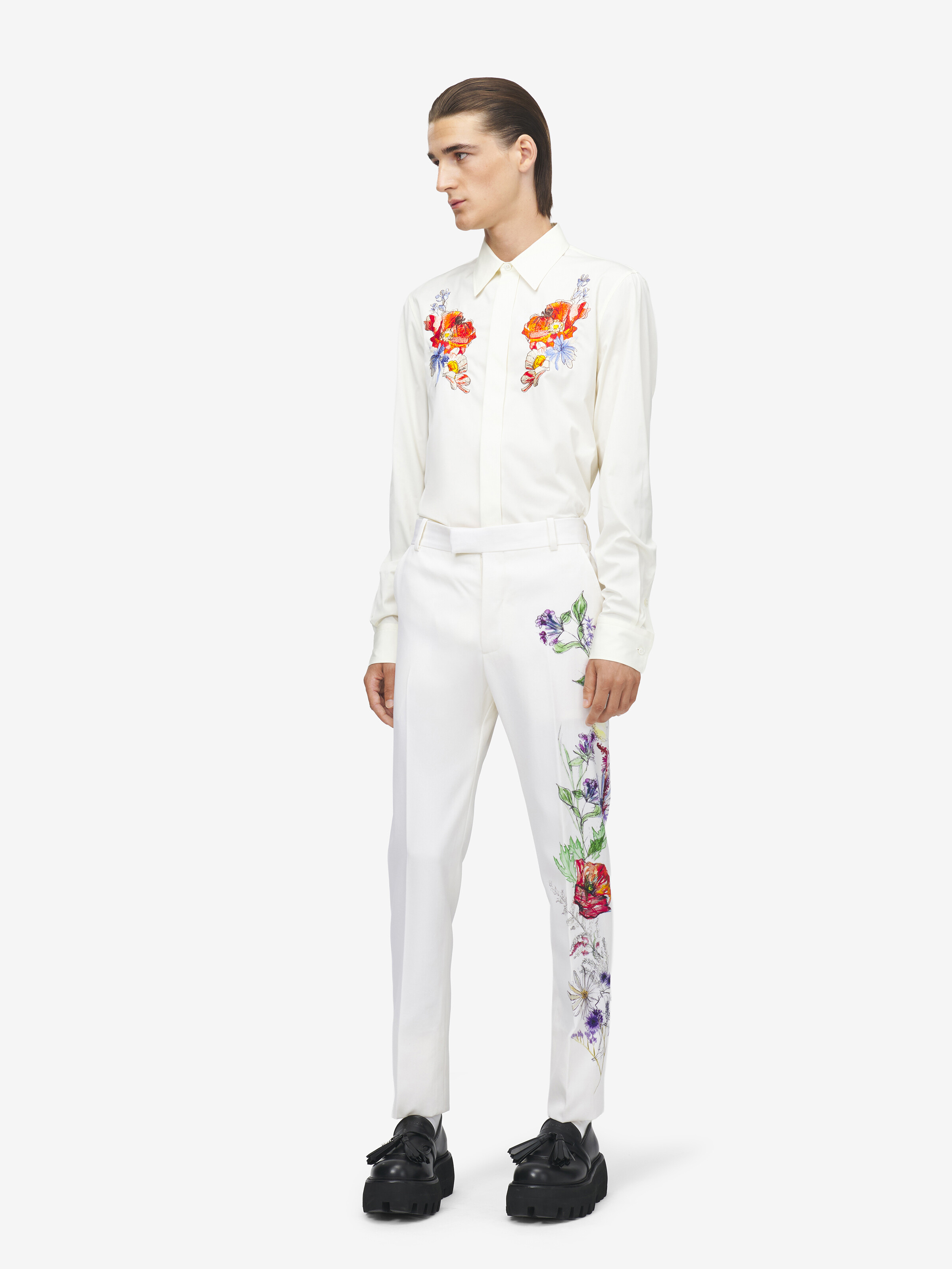 Men's Meadow Floral Single-breasted Jacket in Multicolor in 100% Wool | Alexander McQueen - image 1