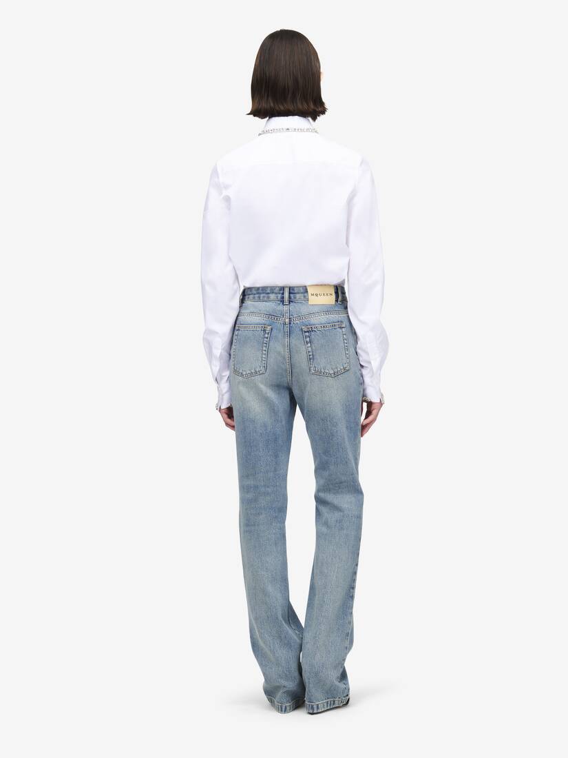Crystal Embroidery Straight Leg Jeans | Alexander McQueen - image 4