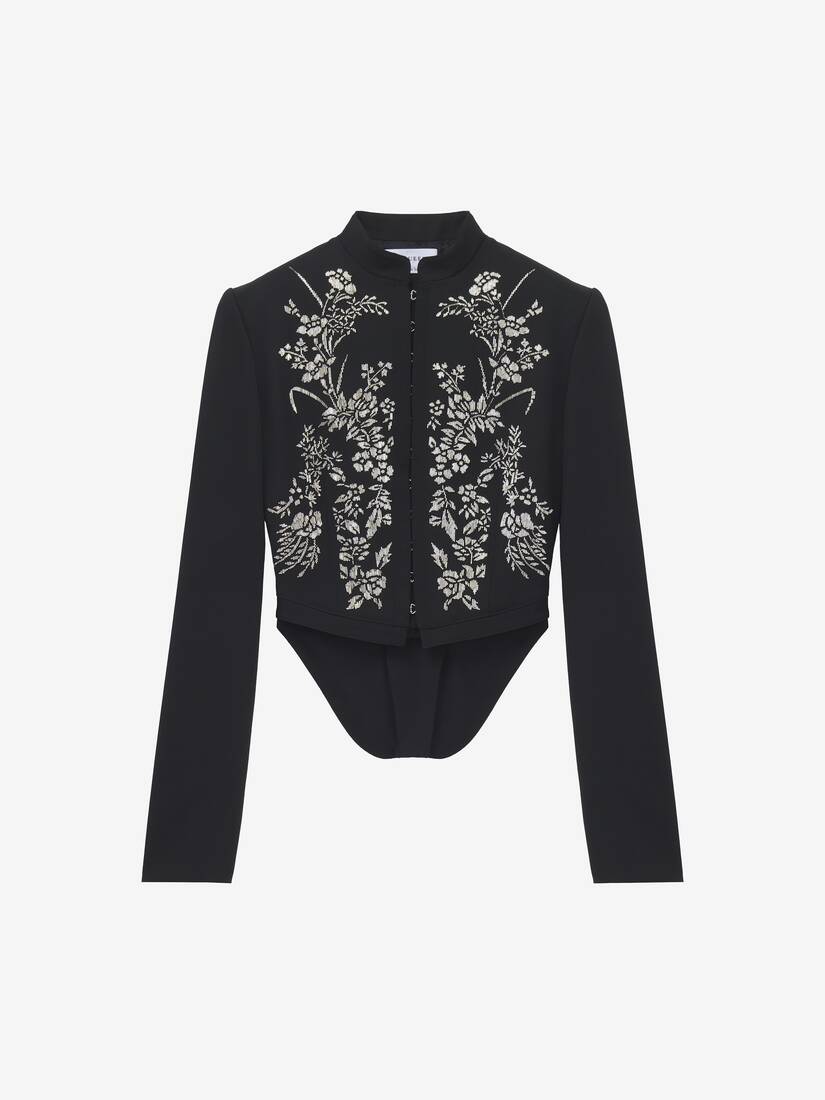 Floral Embroidery Cropped Jacket | Alexander McQueen - image 1