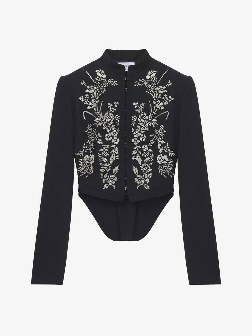 Floral Embroidery Cropped Jacket | Alexander McQueen - image 1