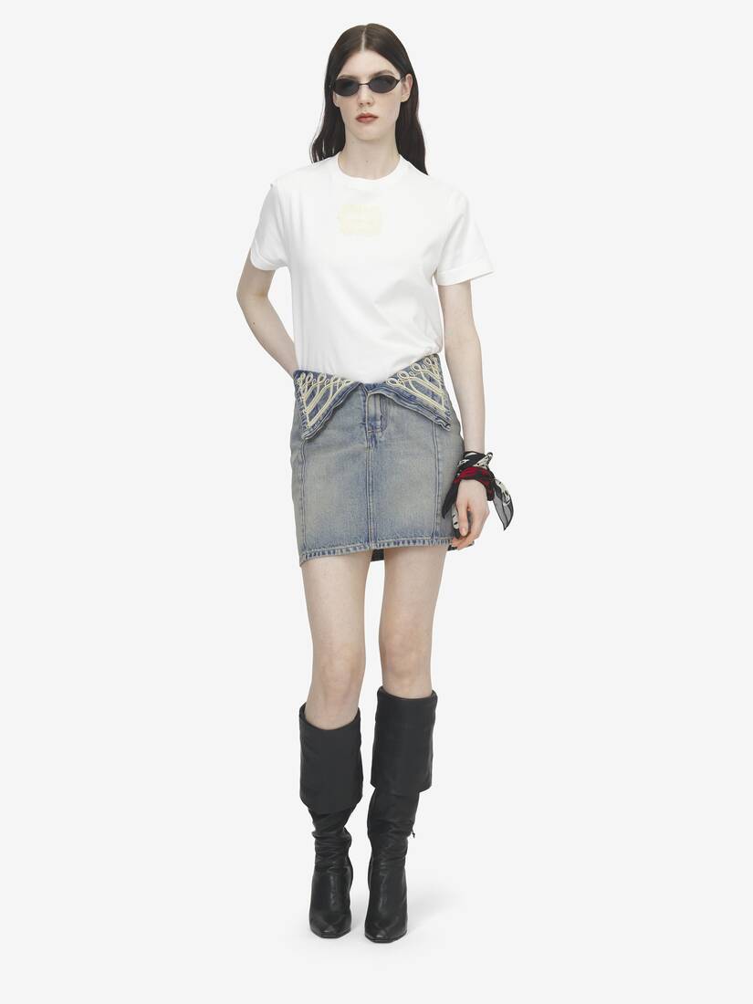 Metallic Frogging Fold Over Mini Skirt | Alexander McQueen - image 2