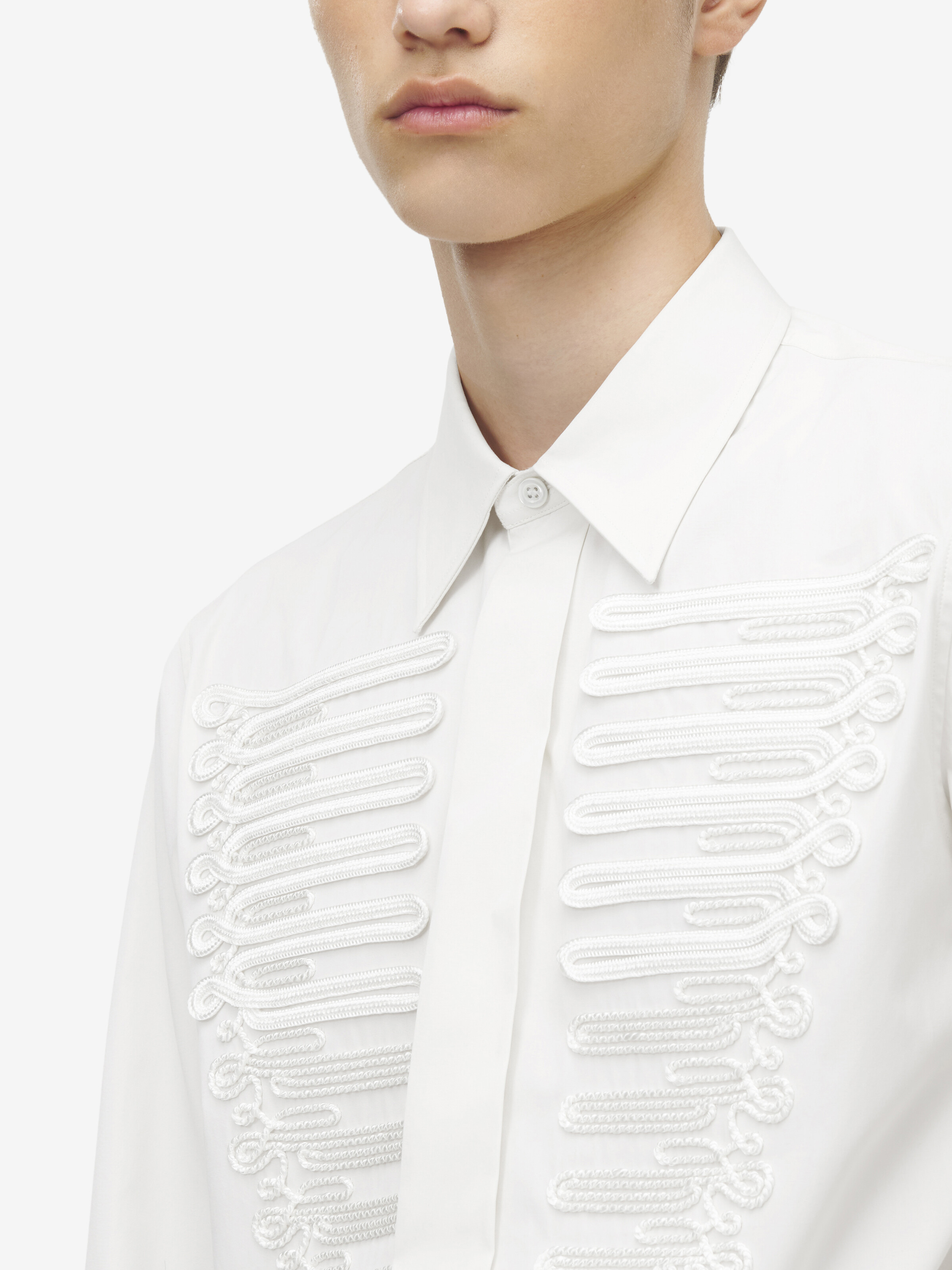 盘扣风格细节府绸衬衫 in 100% 棉 | Alexander McQueen - image 5