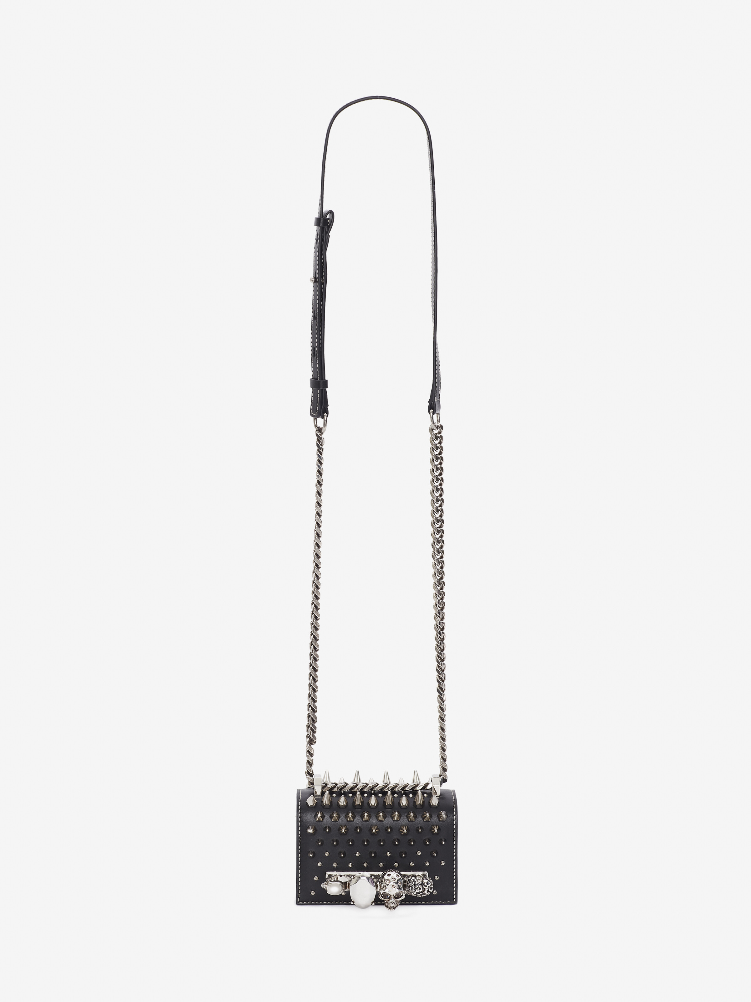 Borsa Micro Jewelled Satchel da Donna in Nero in Pelle di vitello | Alexander McQueen - image 5