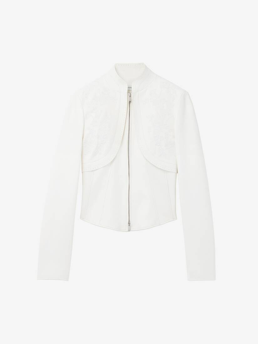 Floral Embroidery Leather Jacket | Alexander McQueen - image 1