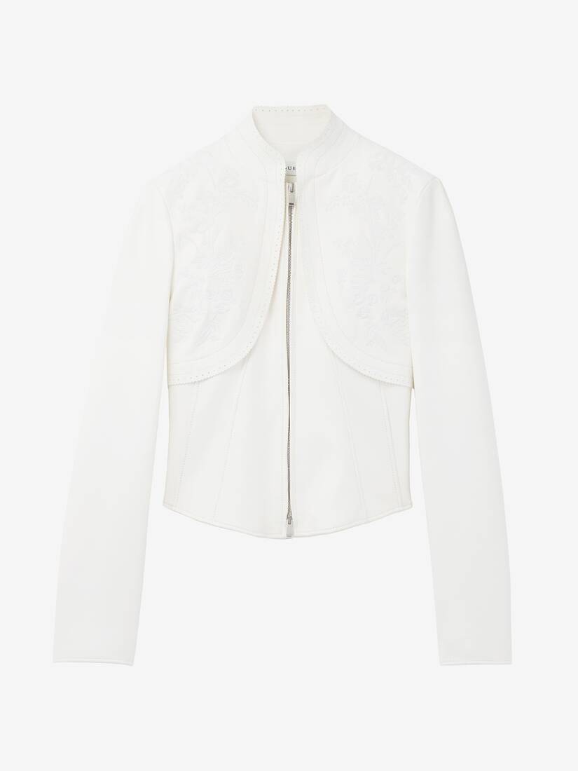 Floral Embroidery Leather Jacket | Alexander McQueen - image 1