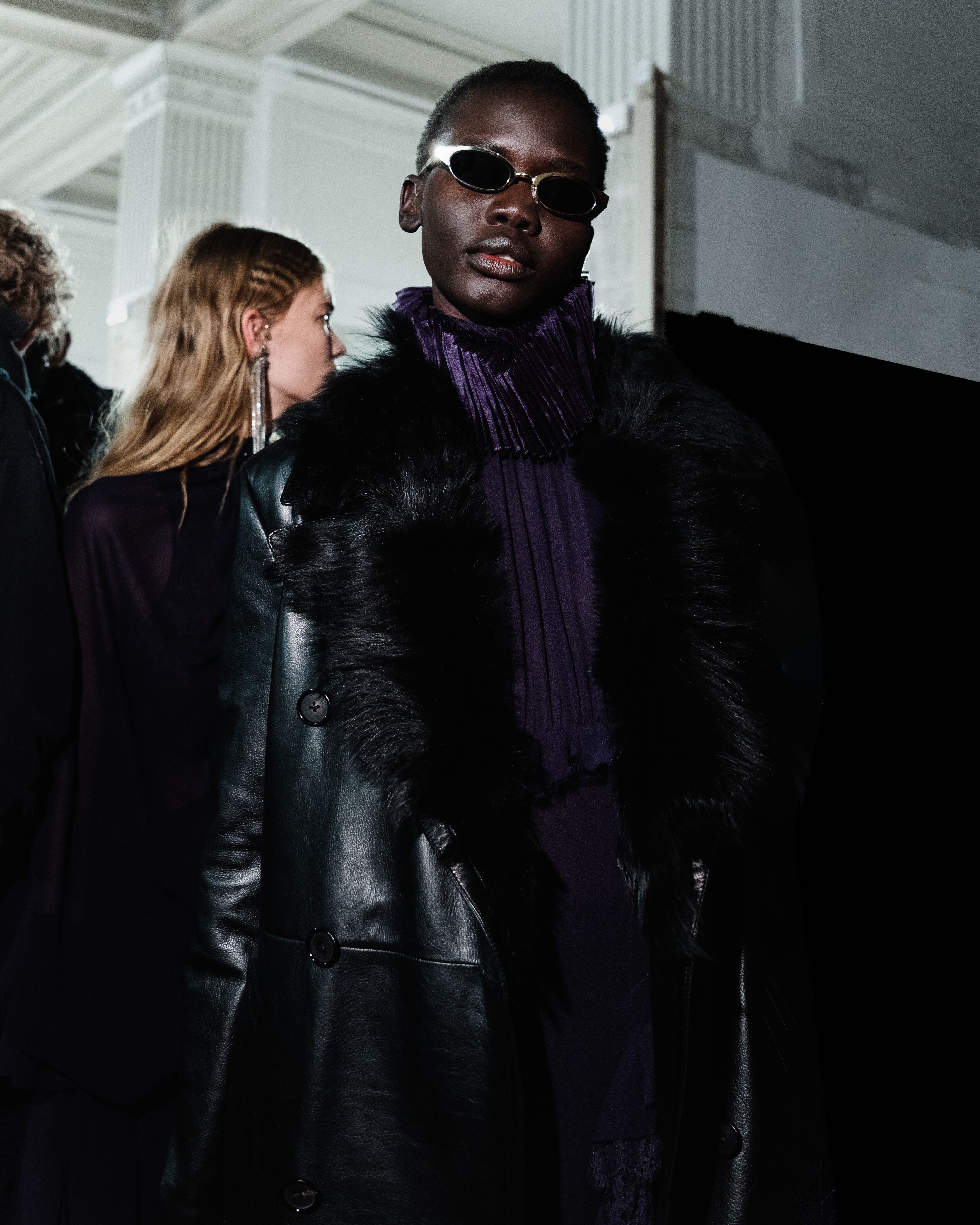 Models backstage at McQueen Show
