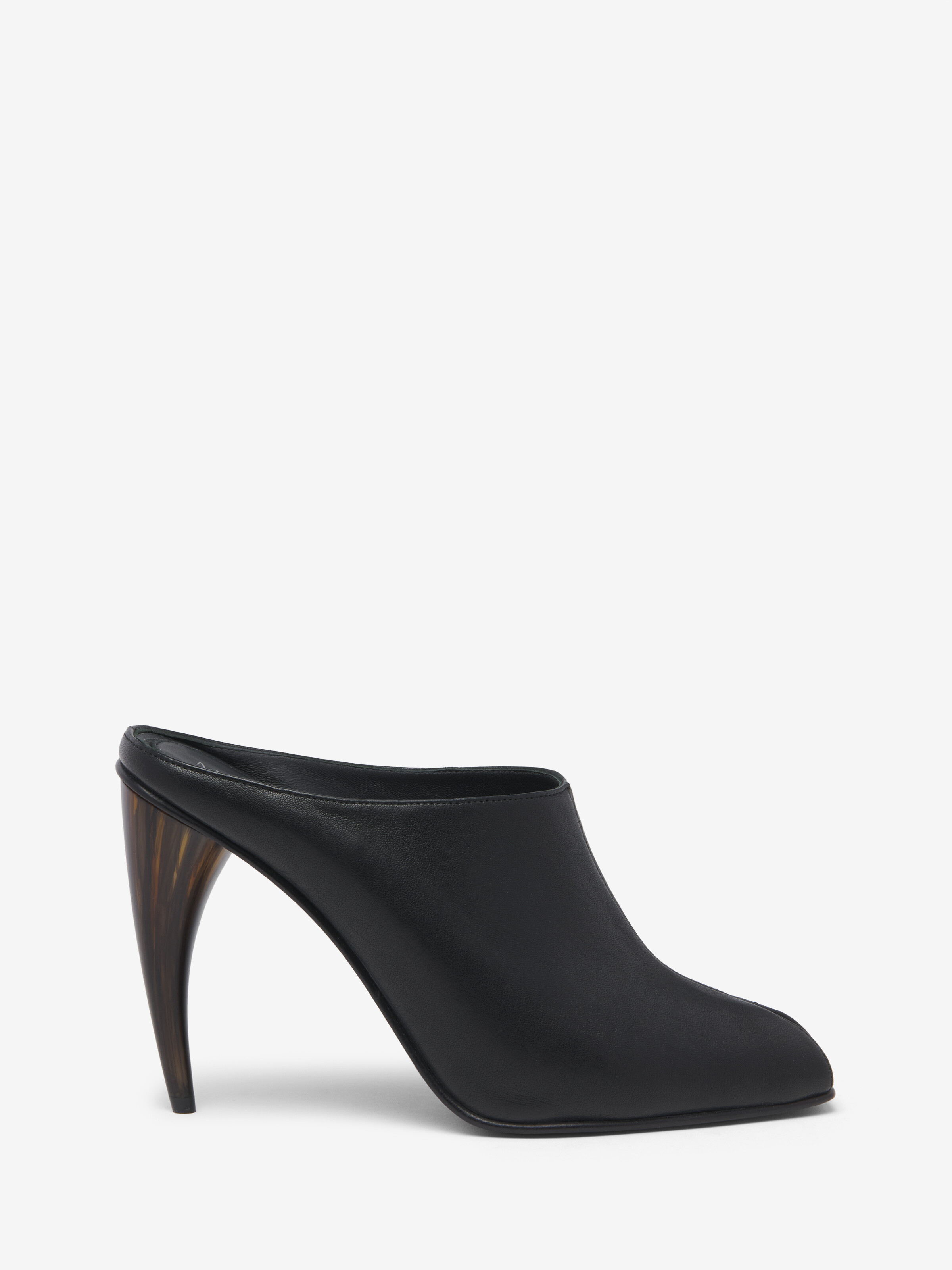 Women's Horn Heel Mule in Black in Lamb Leather | Alexander McQueen - image 1