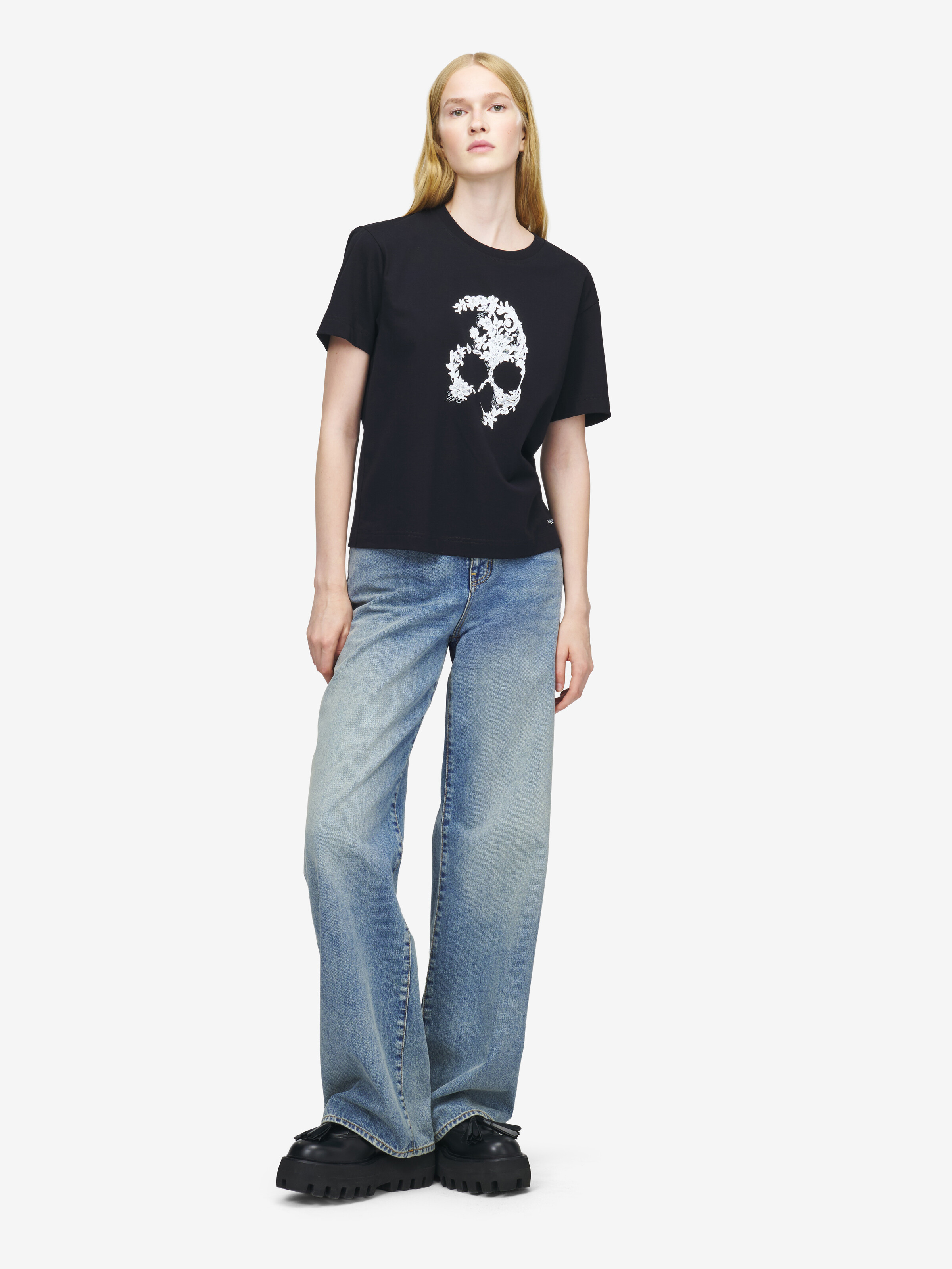 蕾丝Skull T恤 in 100% 棉 | Alexander McQueen - image 3