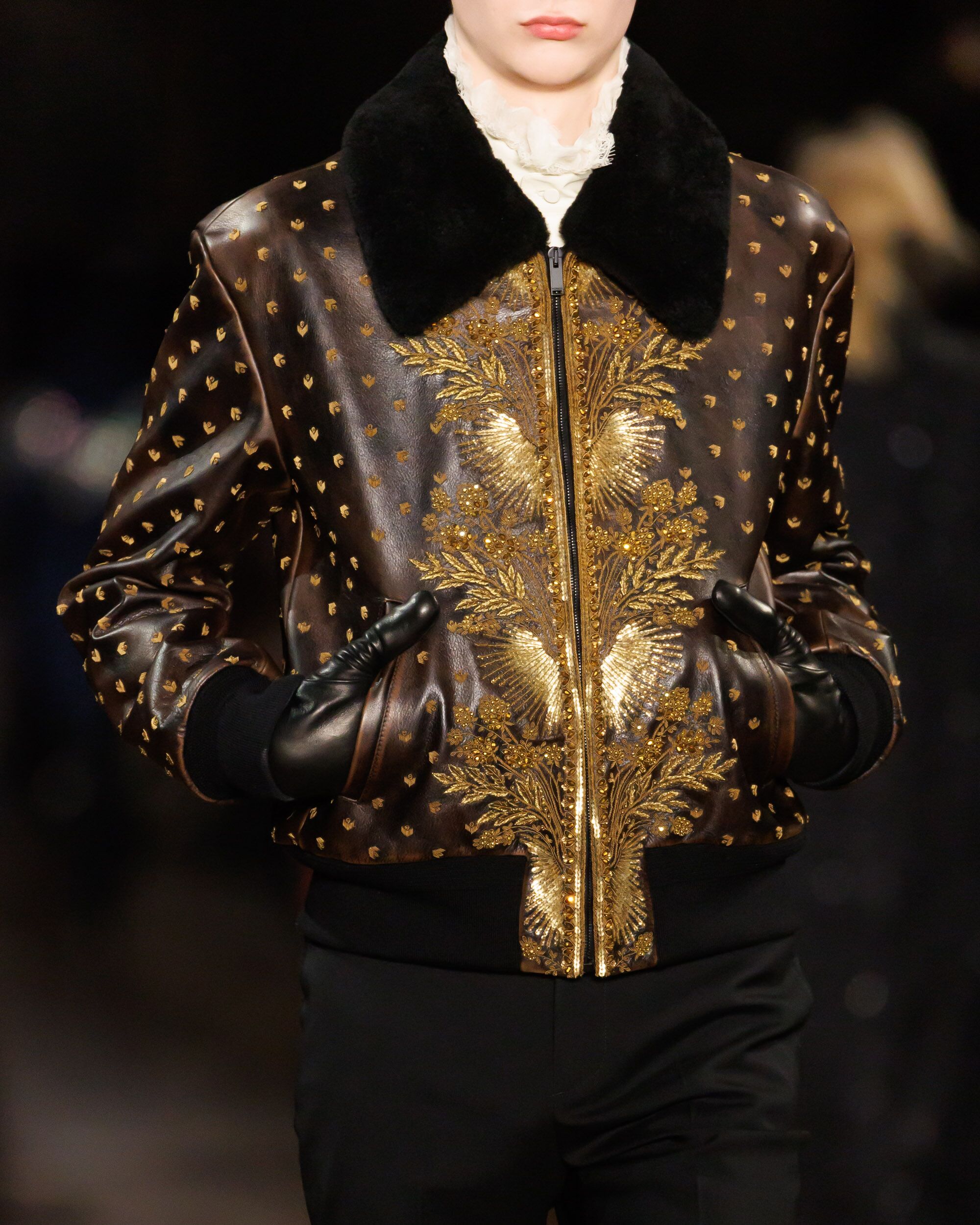 Goldwork Border Embroidery for McQueen Autumn Winter 2025