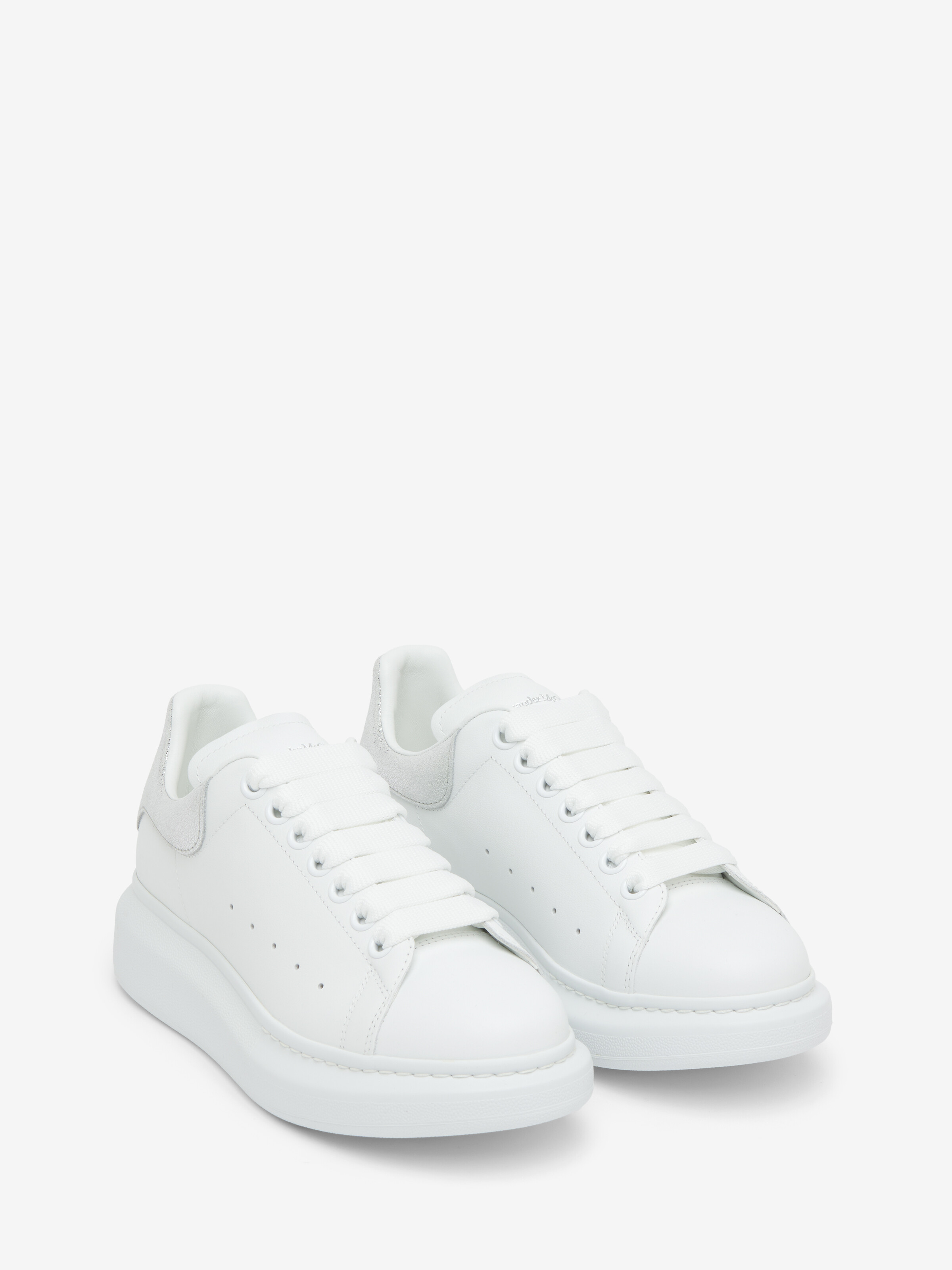 Men's Oversized Sneaker in White/Silver in Calf Leather | Alexander McQueen - image 2
