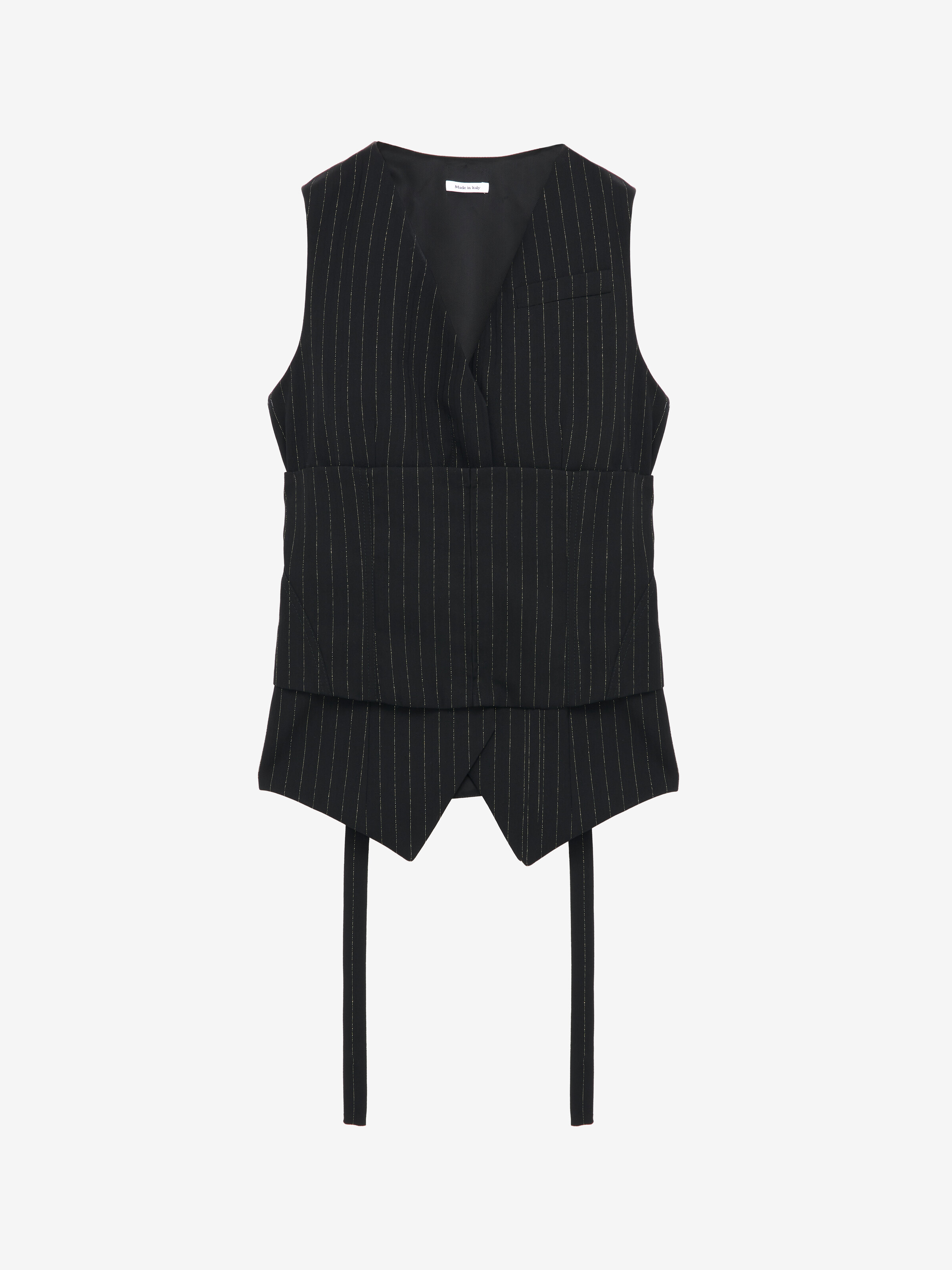 Women's Pinstriped Tailored Waistcoat in Black in 100% Wool | Alexander McQueen - image 1