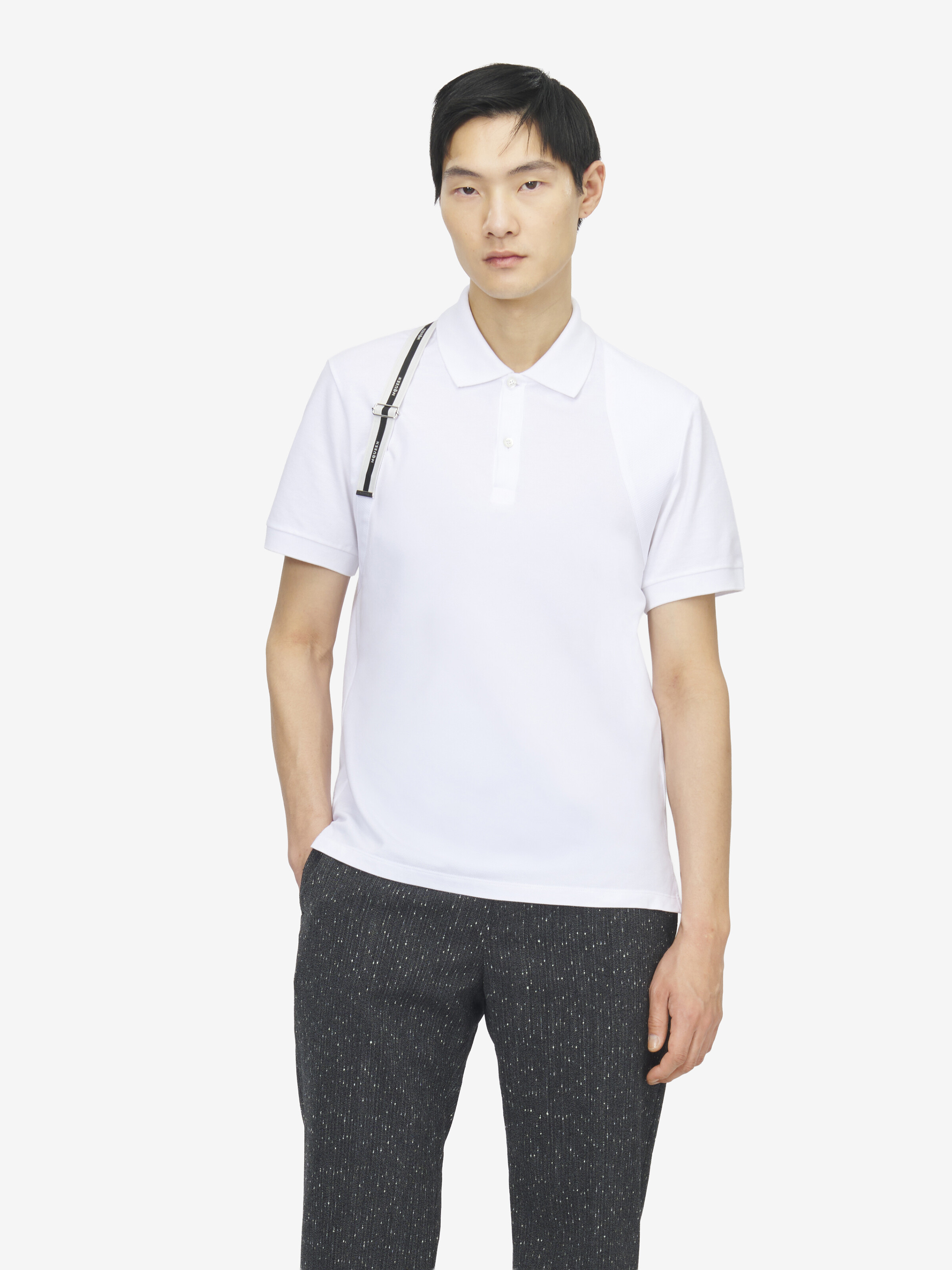 Men's Harness Polo Shirt in Optical White in 100% Cotton | Alexander McQueen - image 6