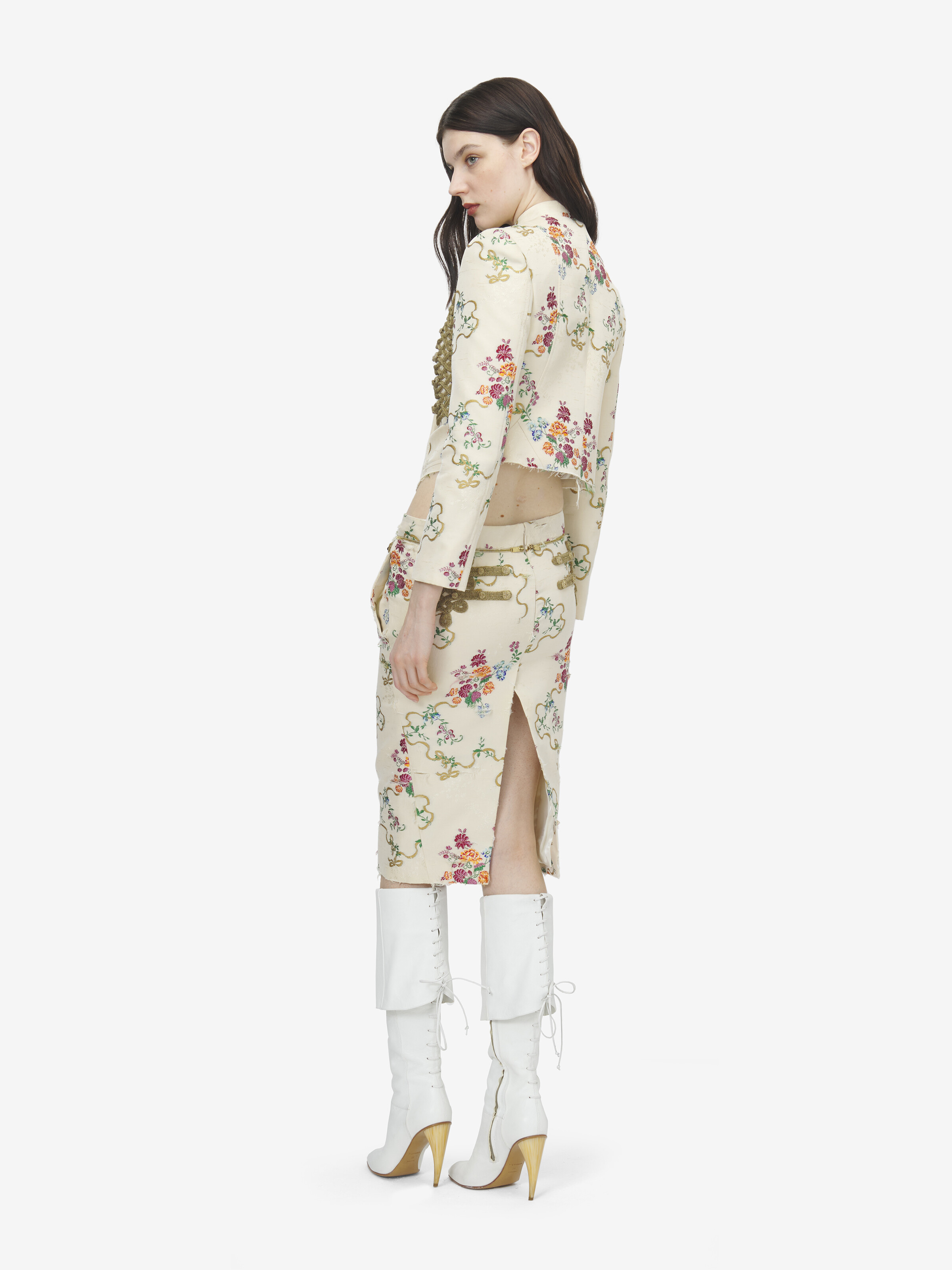 Women's Frogging Embroidery Floral Jacket in Multicolor in 67% Polyester, 33% Cotton | Alexander McQueen - image 4