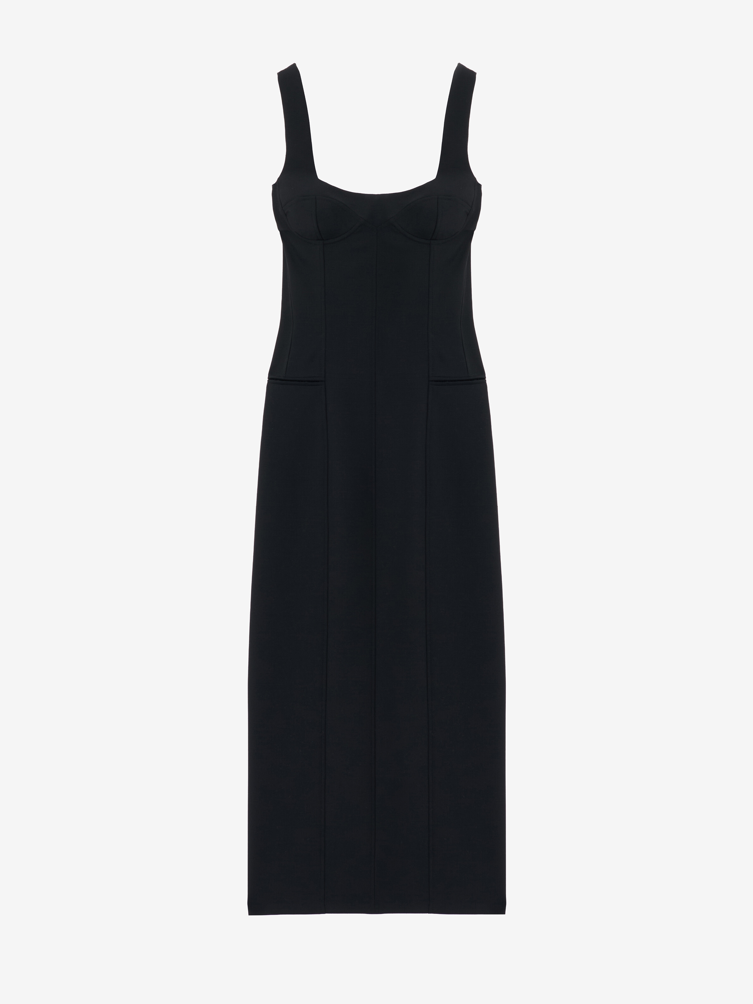 Women's Corset Midi Dress in Black in 75% Wool, 25% Mohair | Alexander McQueen - image 1
