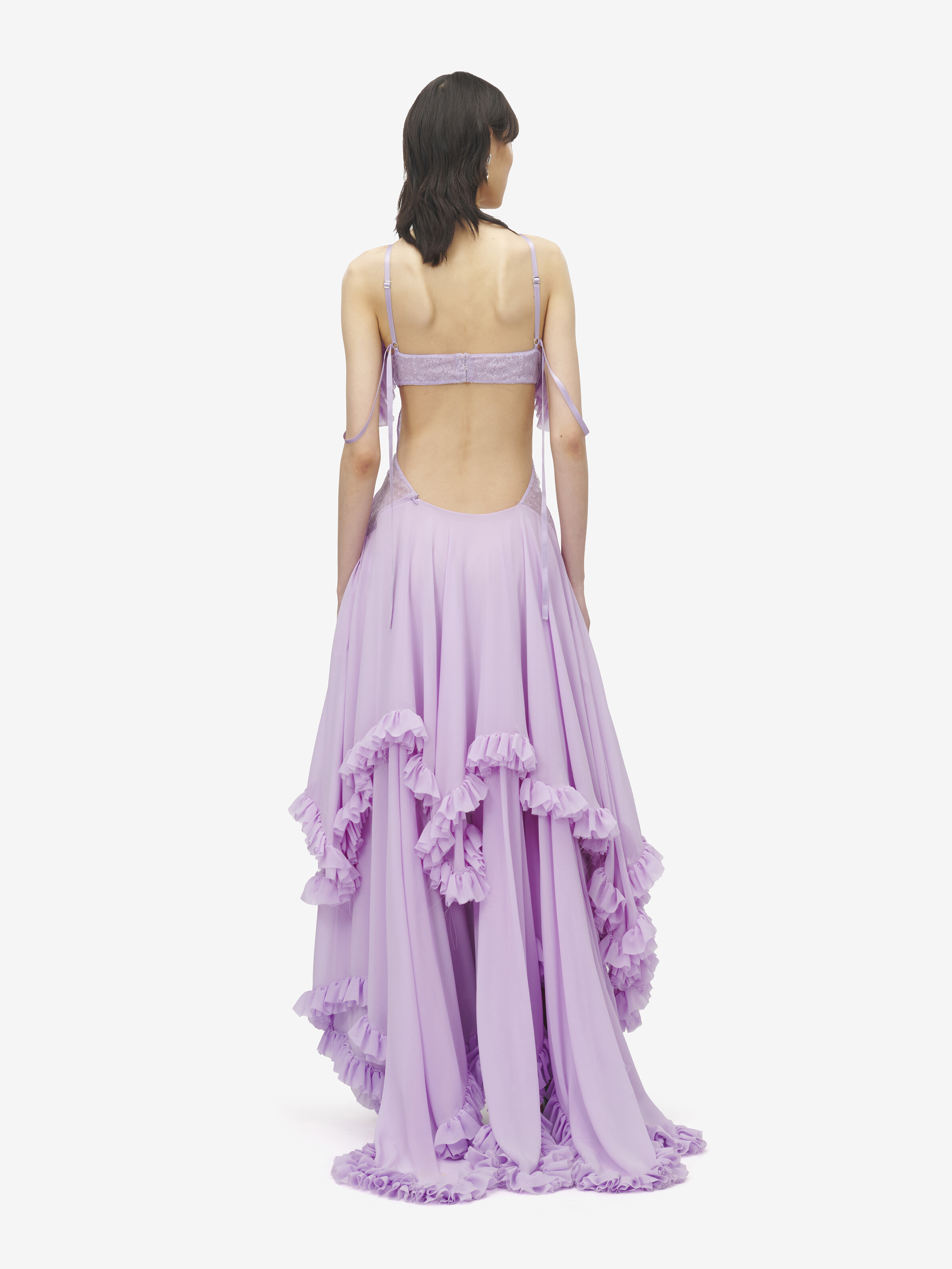 Robe de soirée à volants pour Femme en Lilas in 100% Soie | Alexander McQueen - image 4