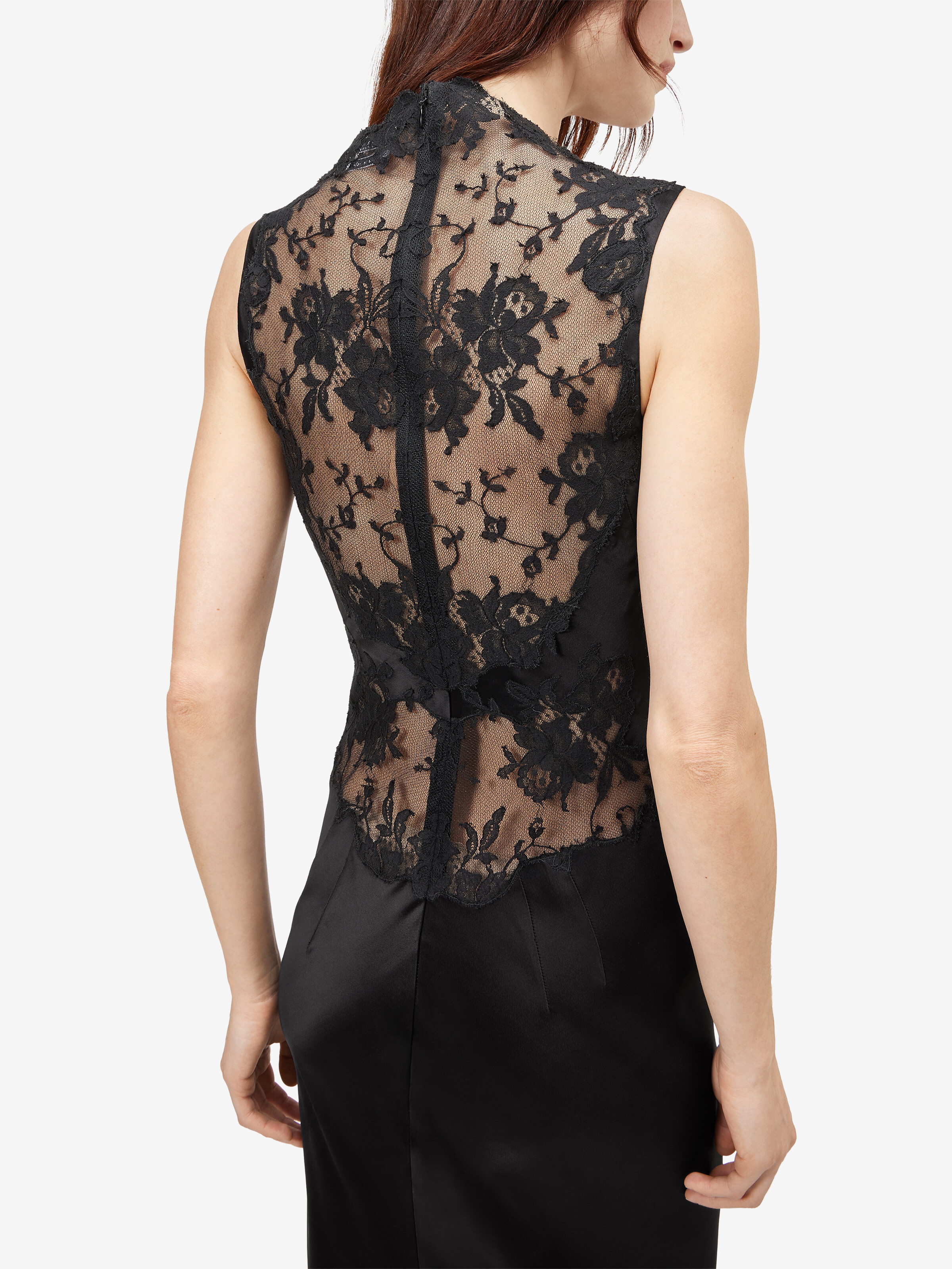 Women's Floral Lace Evening Dress in Black in 100% viscose -  fabric 2: 65% cotton, 35% polyamide -  fabric 3: 100% polyamide -  lining: 74% acetate, 26% silk | Alexander McQueen - image 5