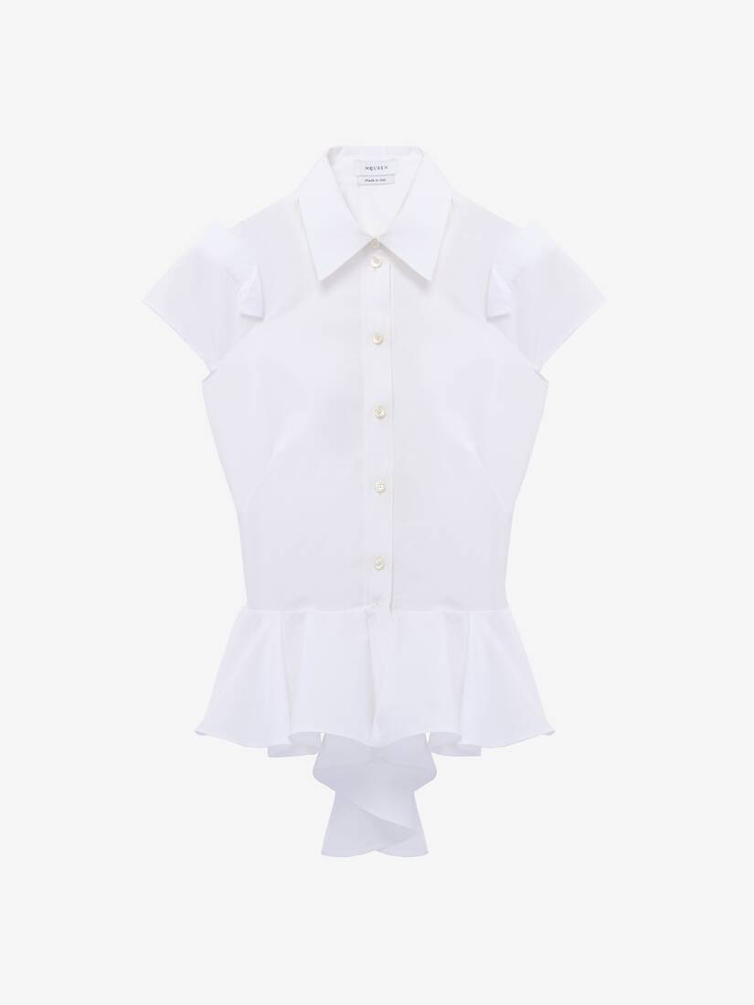 Chemise À Manches Courtes À Basque Drapée | Alexander McQueen - image 1