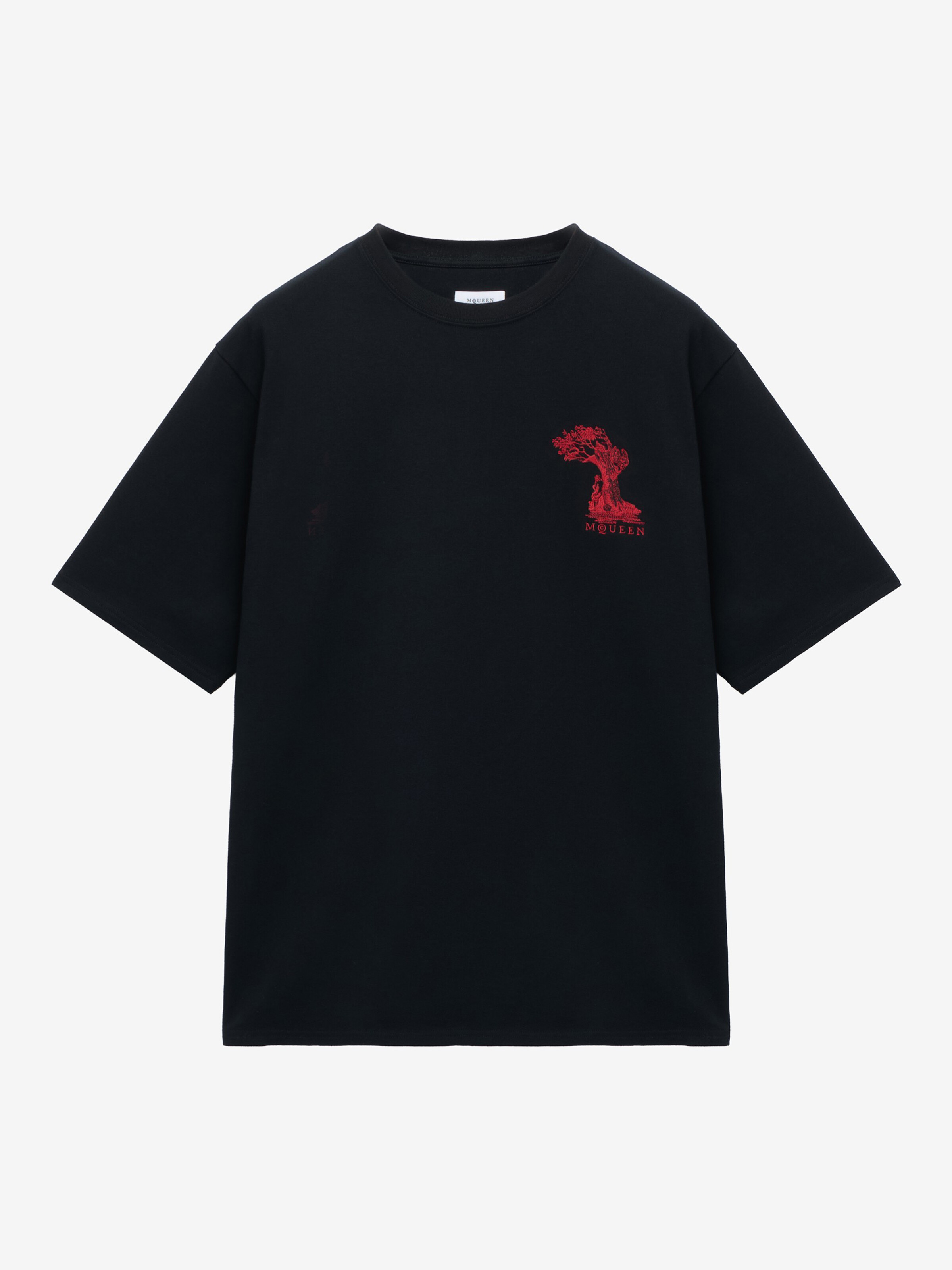 Men's Tree Of Life' Print T-Shirt in Black in Fabric: 100% Cotton -  Trimming: 100% Cotton -  Embroidery: 80% Viscose -  20% Polyester | Alexander McQueen - image 1