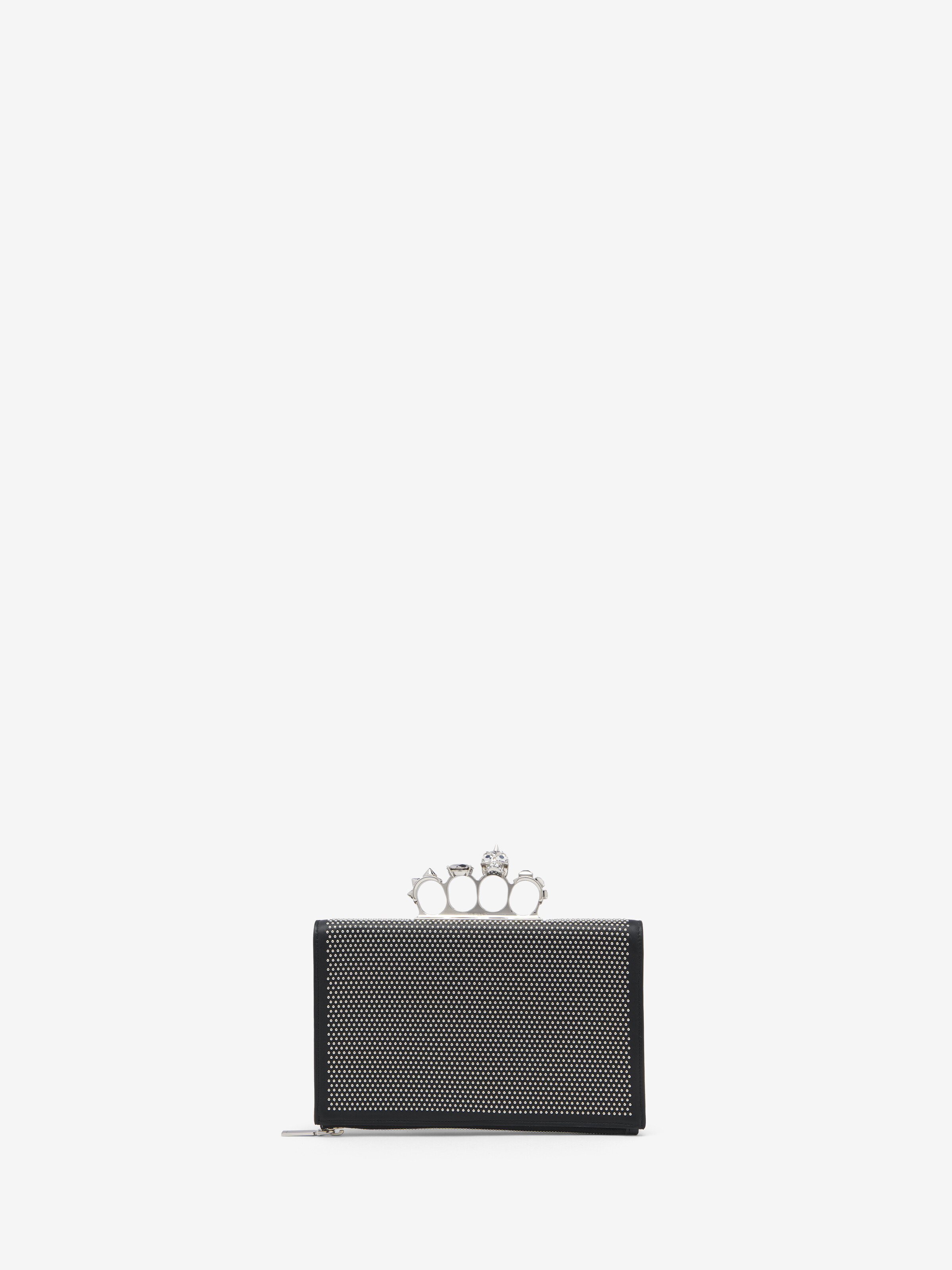 Flacher Knuckle Pouch für Damen in Schwarz/Silber in Lamm Leder | Alexander McQueen - image 1