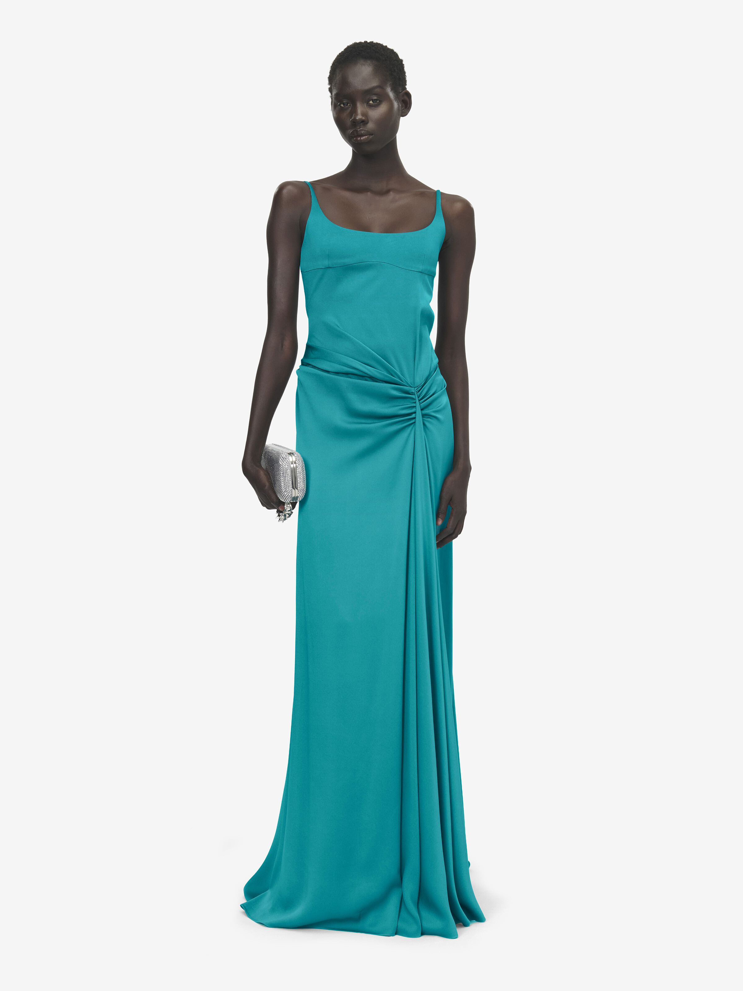 Asymmetrisch drapiertes Abendkleid für Damen in Blau in 61% Viscose, 39% Acetat | Alexander McQueen - image 2