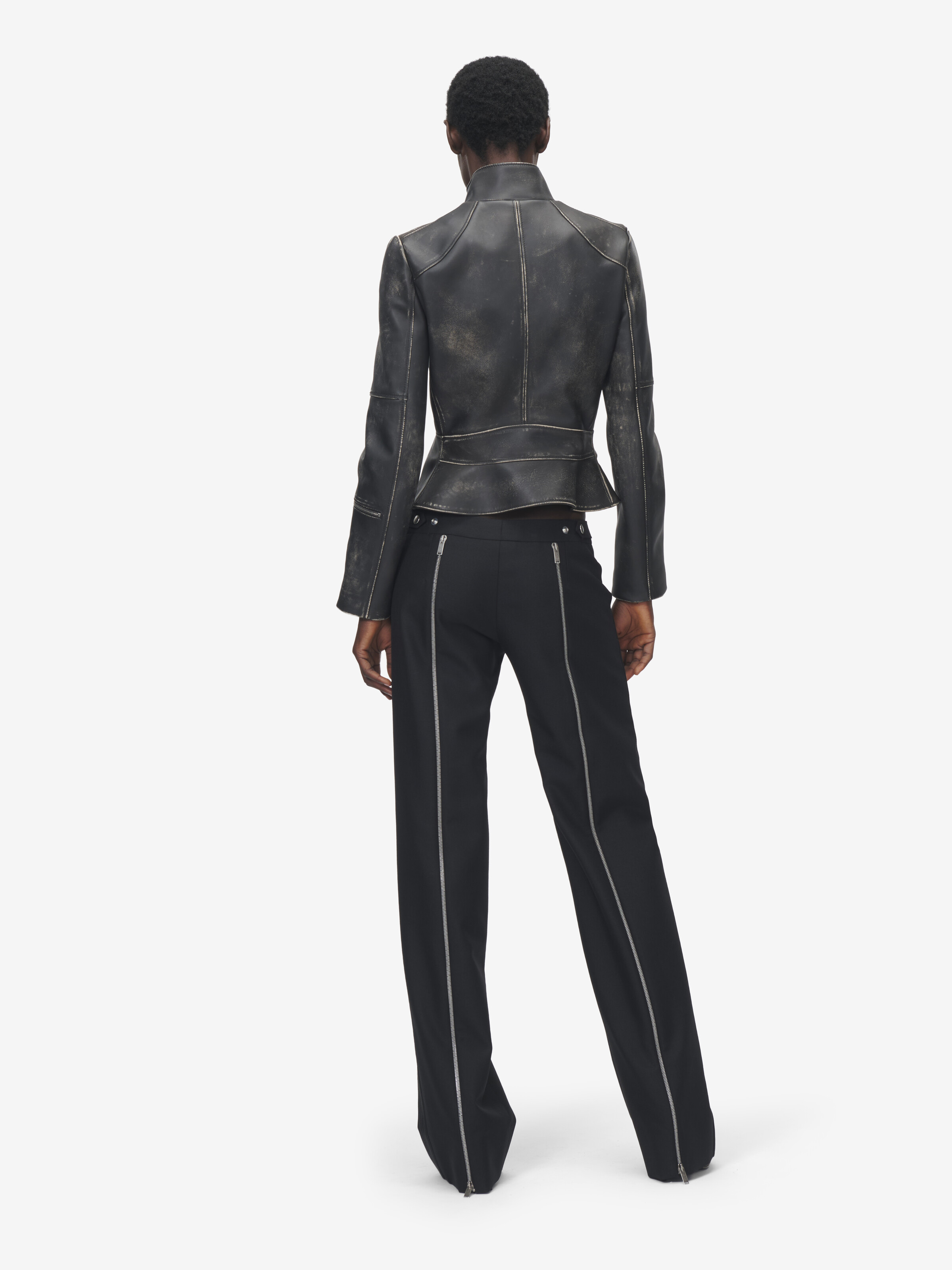 磨砂皮革短款夹克 in 100% 牛皮革 | Alexander McQueen - image 4