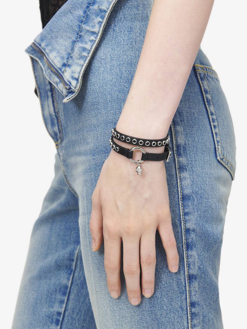 Skull Ring Double Wrap Bracelet