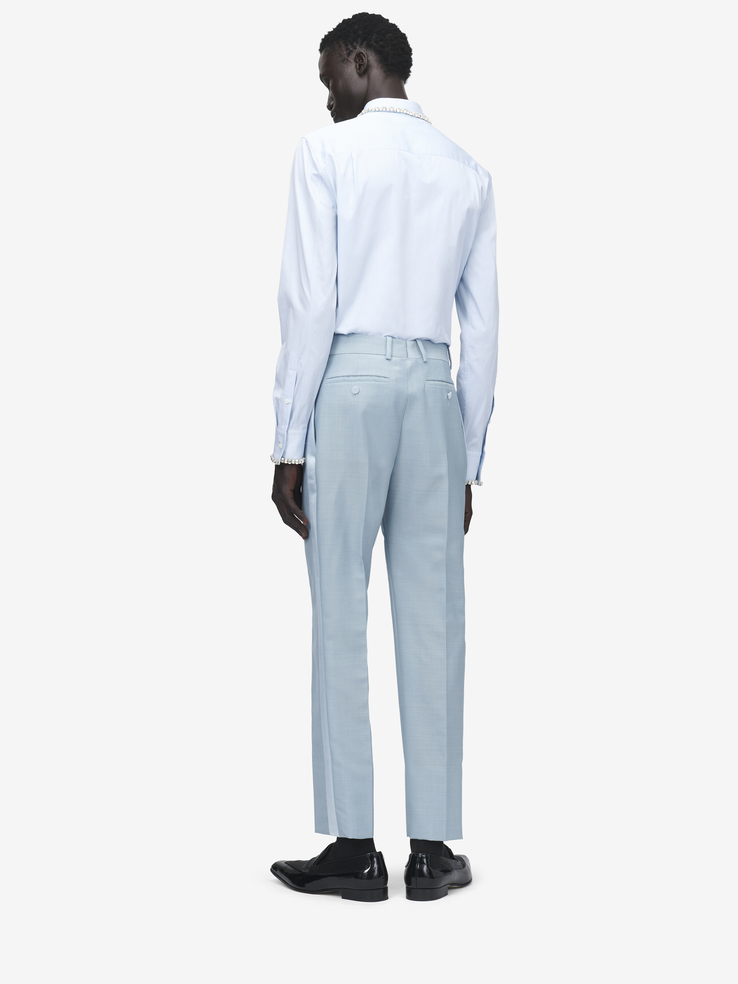 Men's Crystal Embroidery Shirt in Light Blue in 100% Cotton | Alexander McQueen - image 4