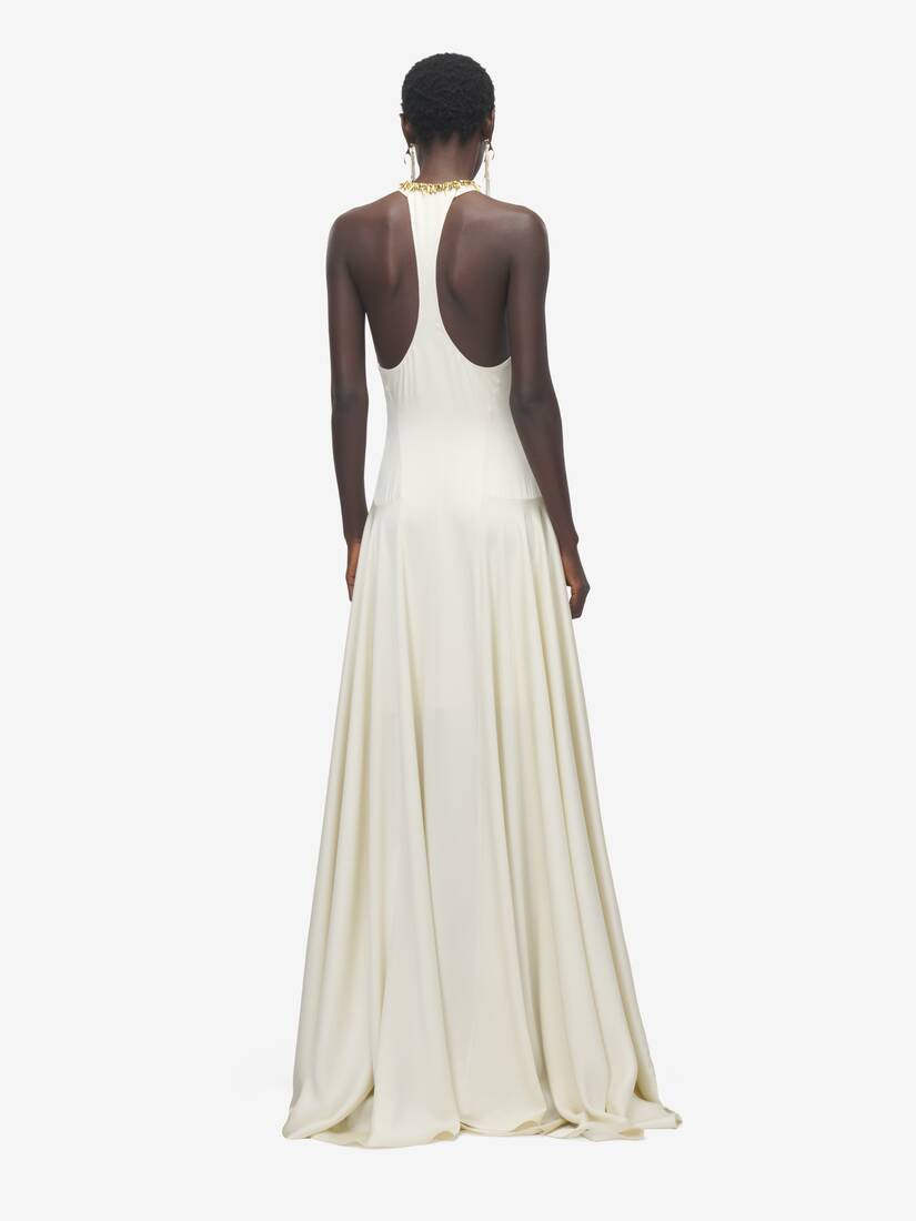 Gold Leaves And Crystal Embroidery Evening Dress | Alexander McQueen - image 4