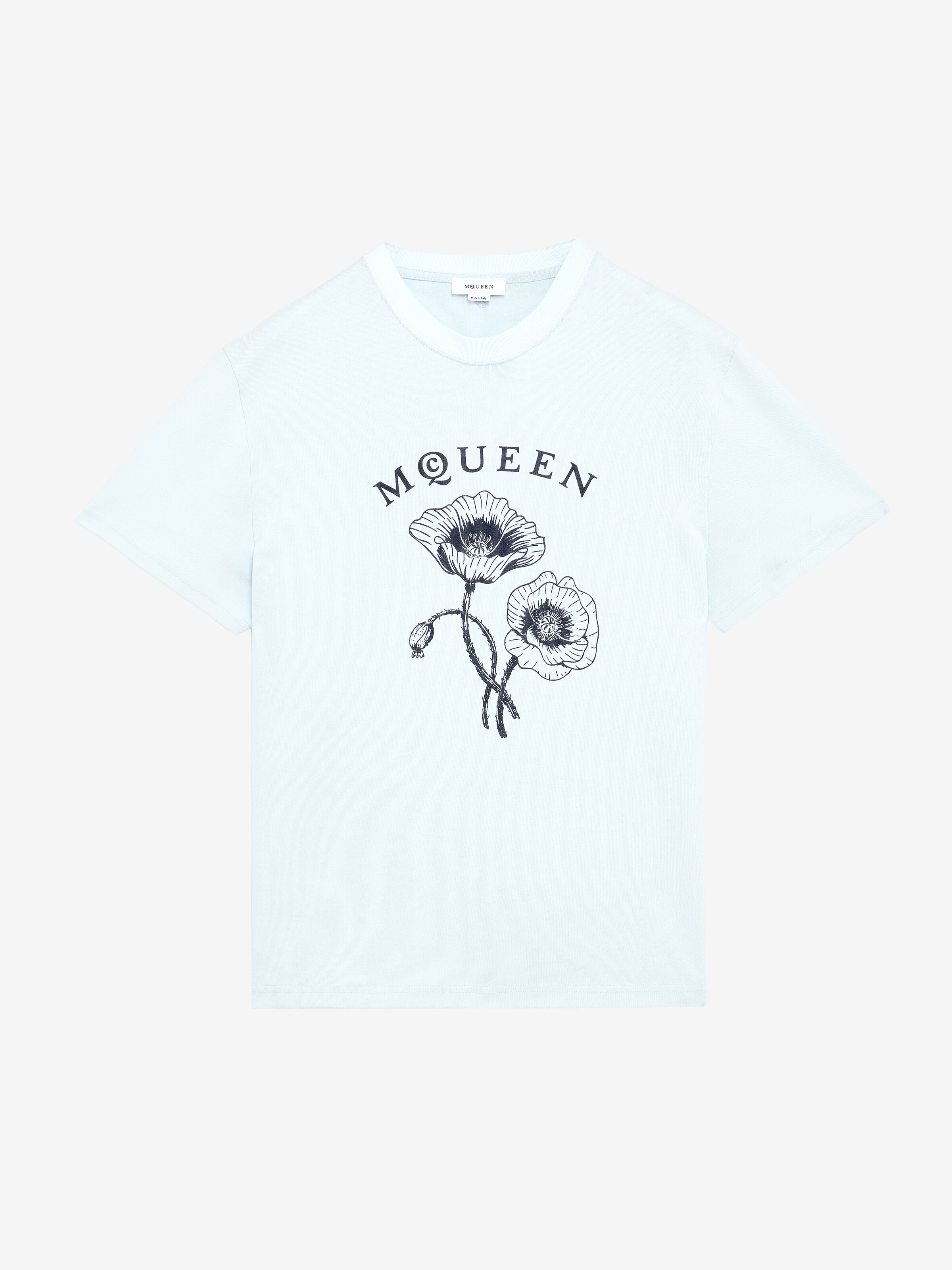 Men's McQueen Poppy T-shirt in Light Blue in 100% Cotton | Alexander McQueen - image 2
