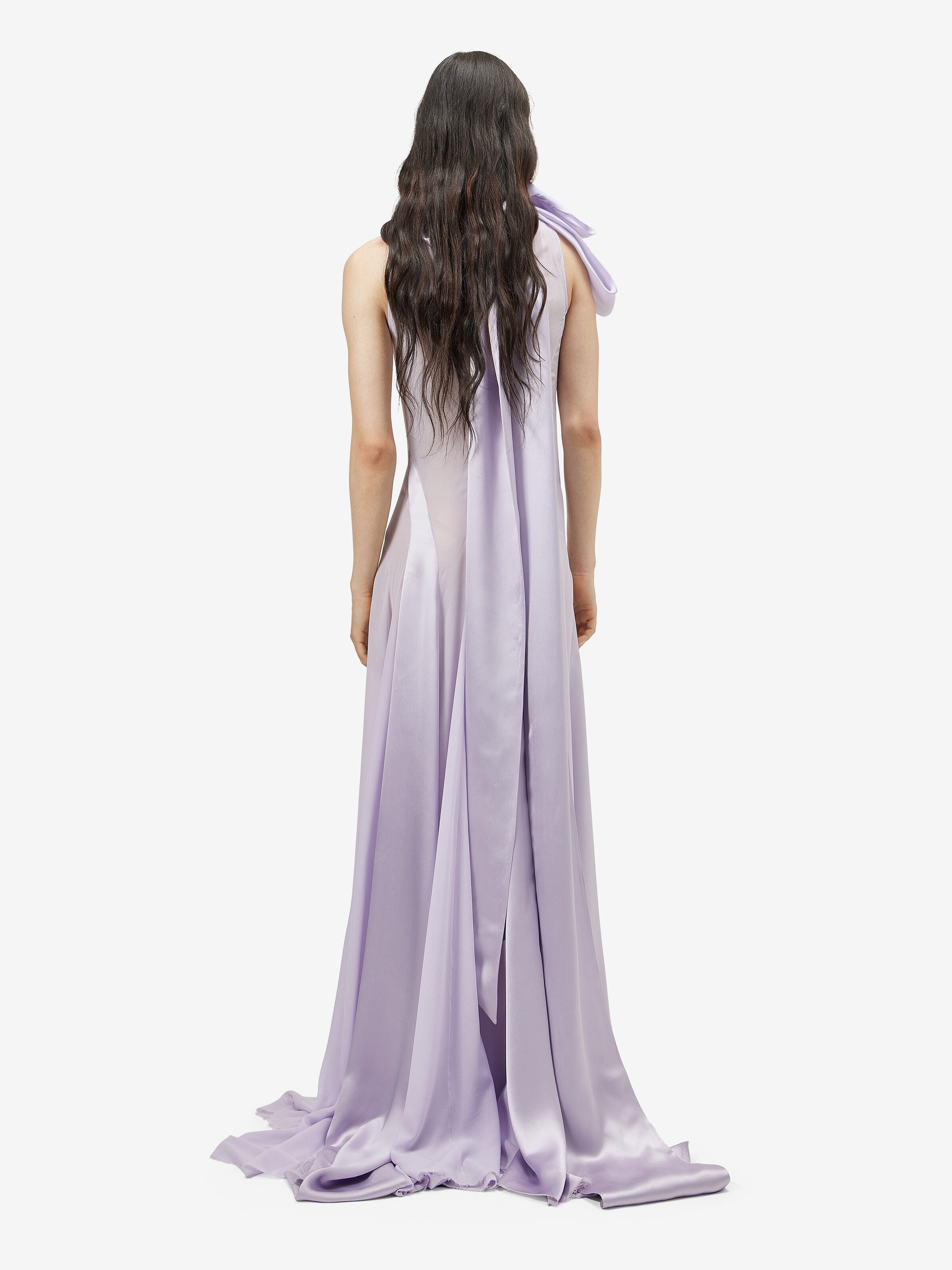Women's Shoulder Bow Evening Dress in Lilac in 100% silk -  fabric 2: 100% viscose -  lining: 74% acetate, 26% silk | Alexander McQueen - image 4