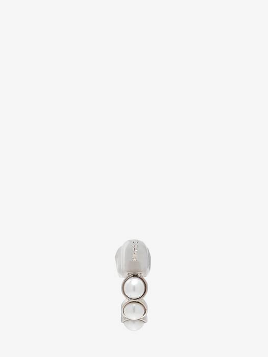 ALEXANDER MCQUEEN ピアス　バロックパール Men's Skull & Pearl Earring in Palladium-finish | McQueen US