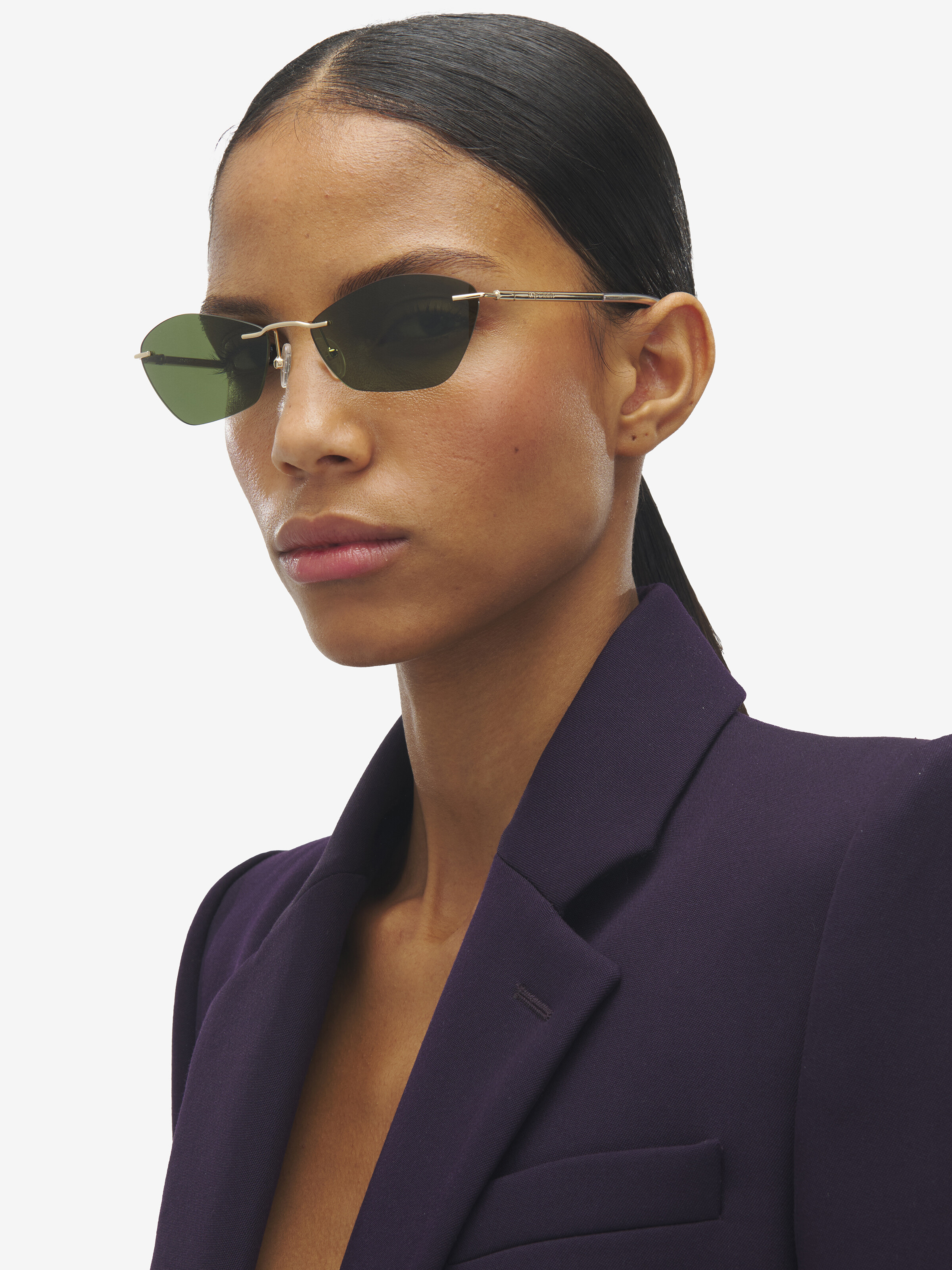 Lunettes de soleil fines T-Bar en Doré/Vert in Métal | Alexander McQueen - image 5