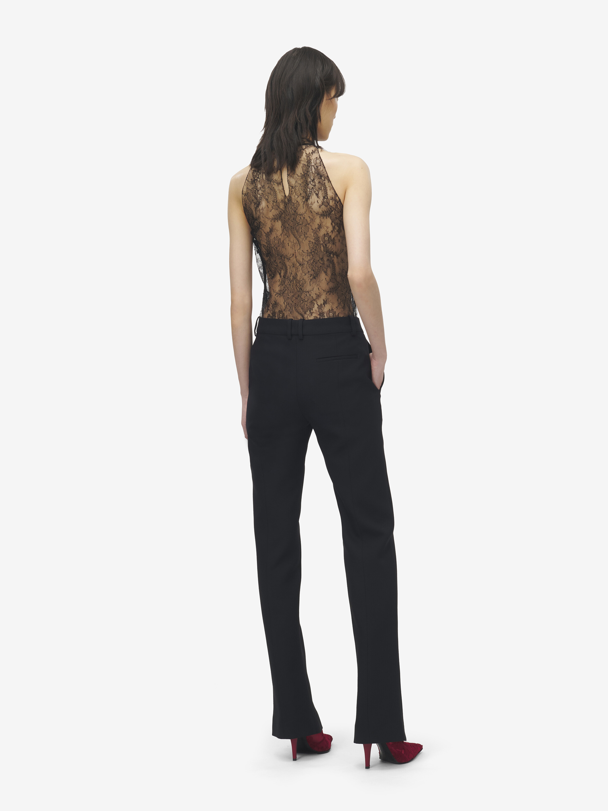 Women's Wool Silk Tailored Trousers in Black in 63% Wool, 25% Silk, 12% Polyamide | Alexander McQueen - image 4