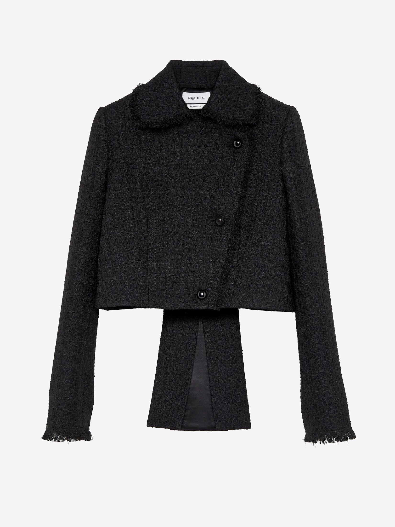 Alexander McQueen Light Tweed Cropped Jacket in Black