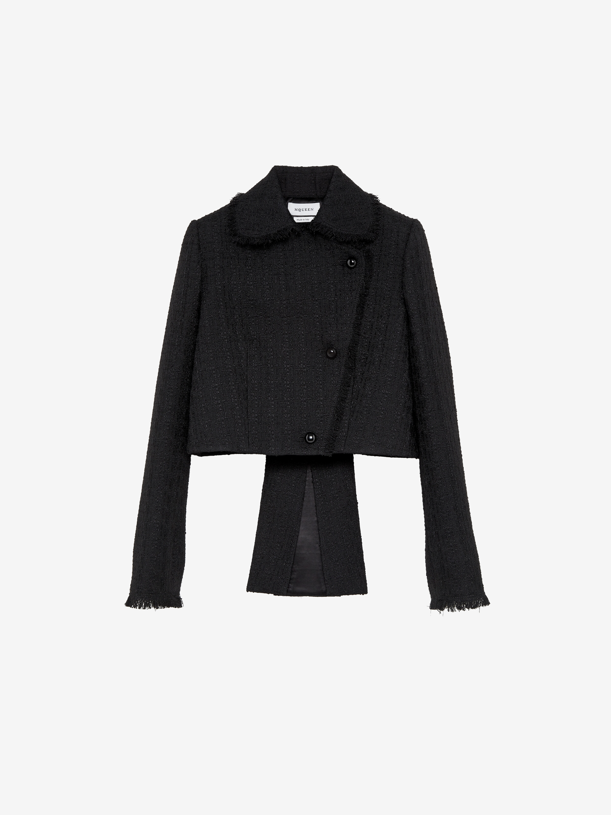 Women's Light Tweed Cropped Jacket in Black in 96% wool, 3% mohair, 1% elastane -  lining: 100% viscose | Alexander McQueen - image 1
