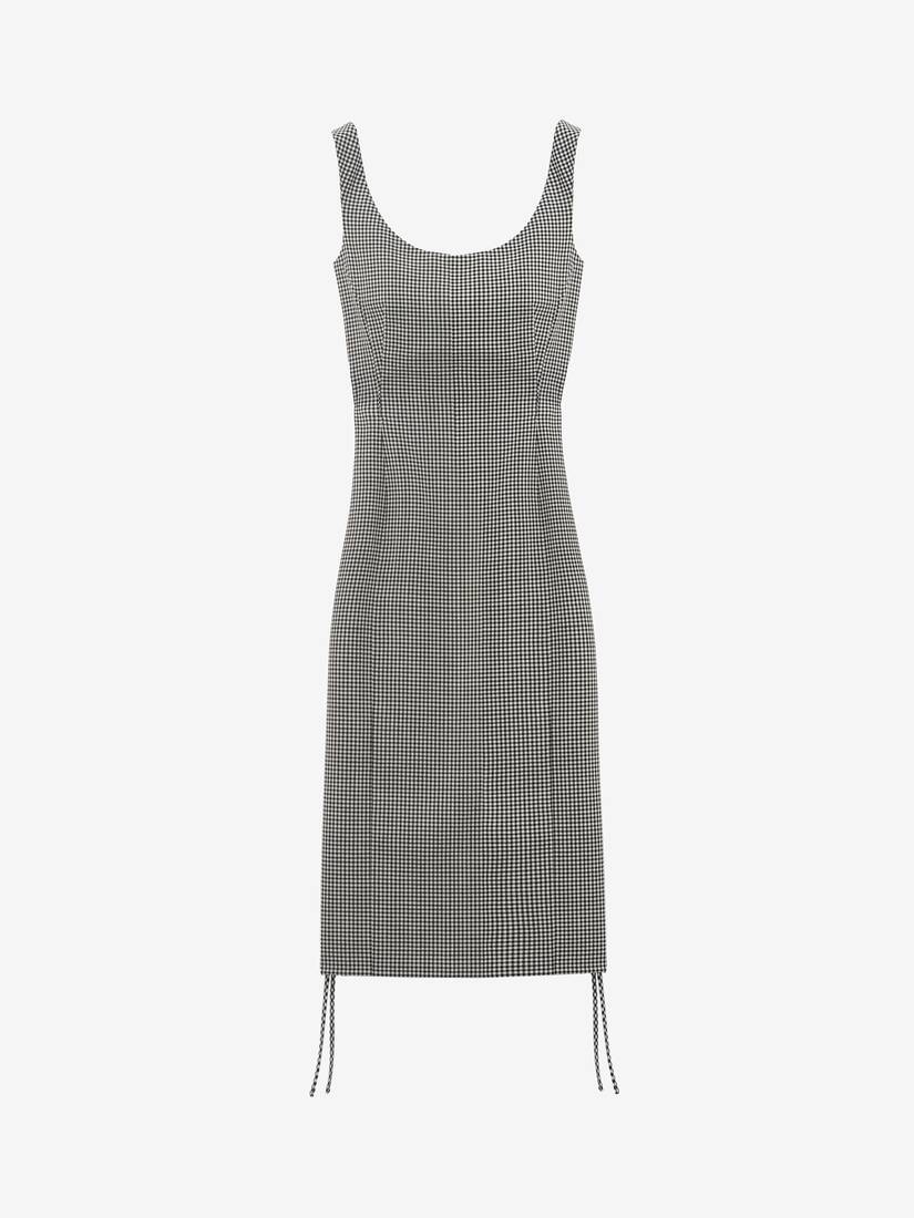 Bleistiftkleid mit Gingham-Karomuster und Korsettschnürung | Alexander McQueen - image 1