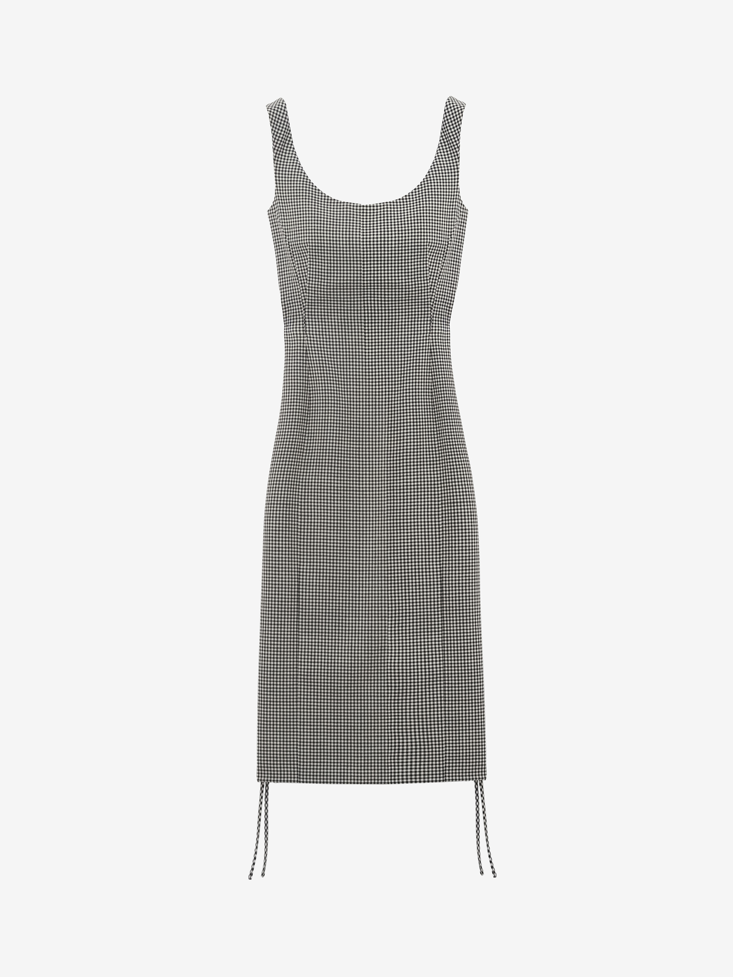 Bleistiftkleid mit Gingham-Karomuster und Korsettschnürung für Damen in Schwarz/Elfenbein in 100% Wolle | Alexander McQueen - image 1