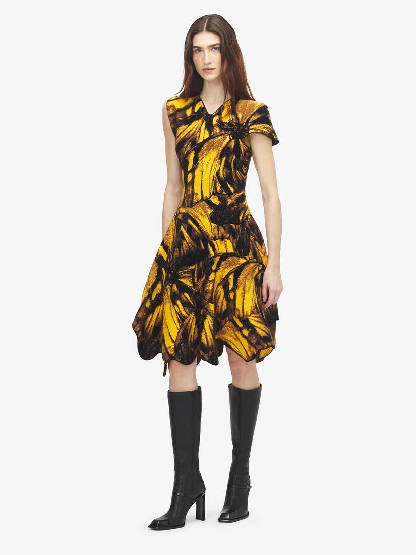不对称飞蛾提花连衣裙 | Alexander McQueen - image 2