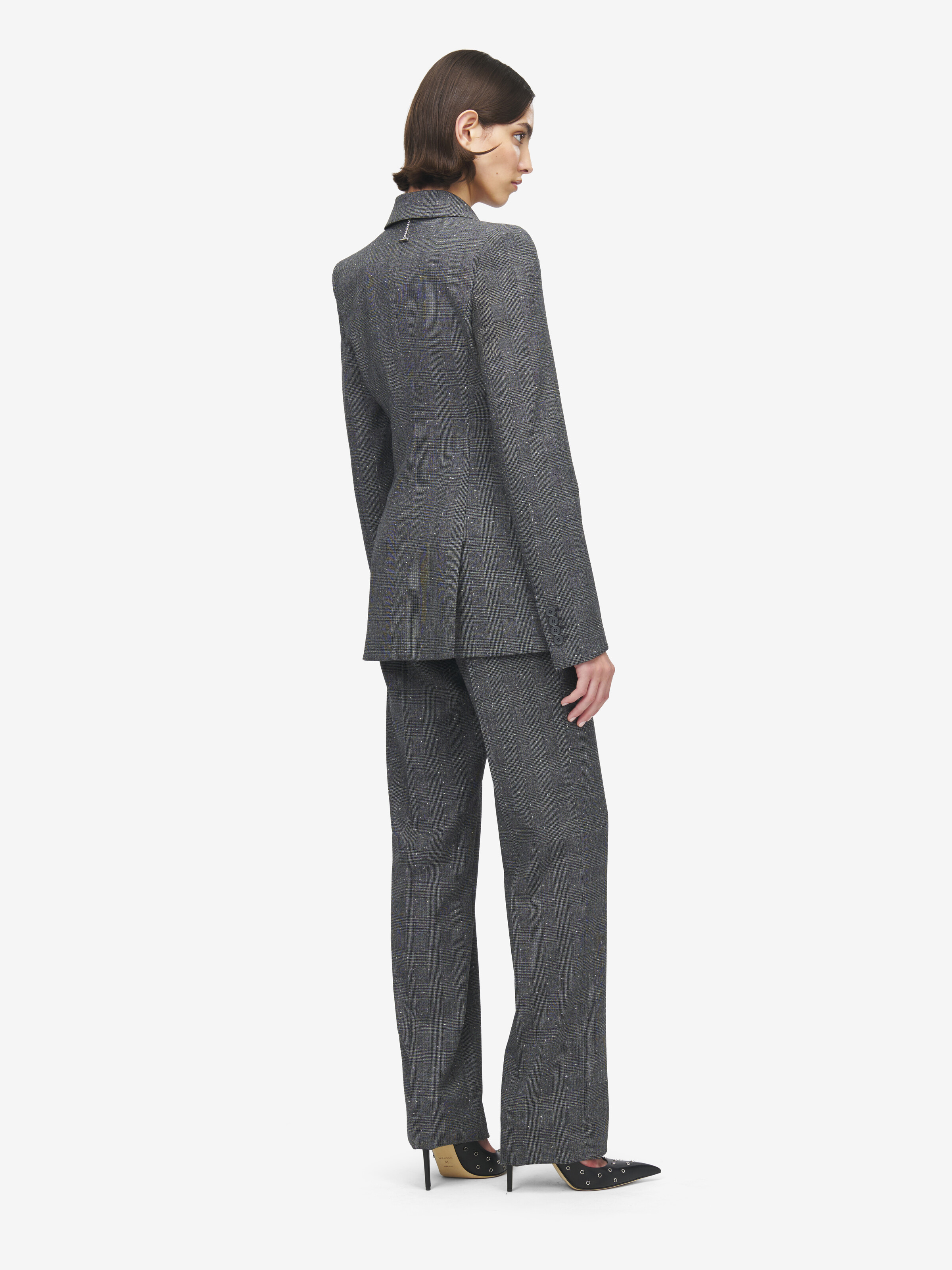 Women's Flecked Glen Check Tailored Trousers in Black/Ivory in 100% Wool | Alexander McQueen - image 4