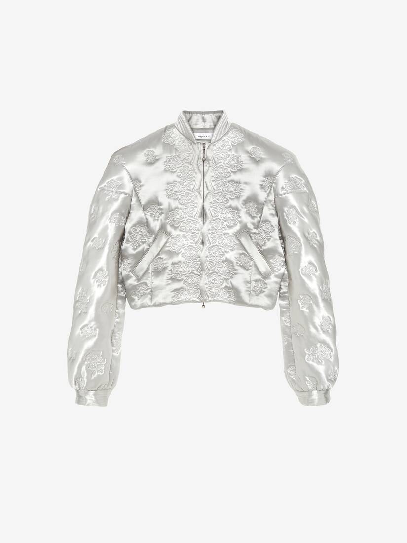 Rose Quilted Cropped Bomber Jacket | Alexander McQueen - image 1
