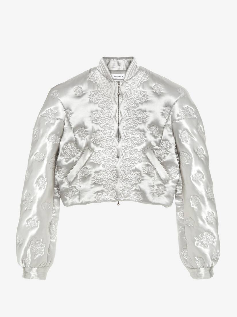 Rose Quilted Cropped Bomber Jacket | Alexander McQueen - image 1