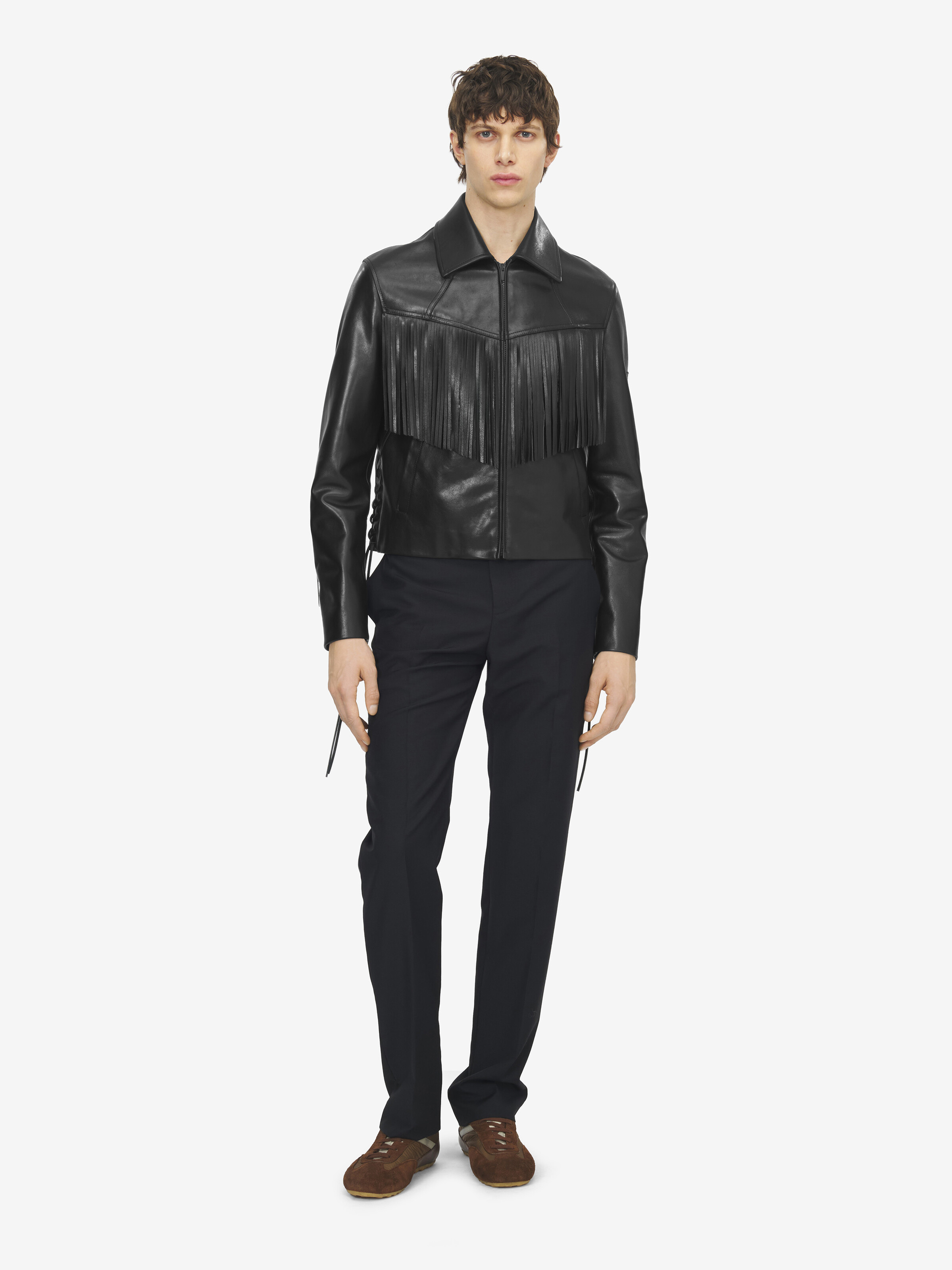 Men's Fringe Leather Jacket in Black in Calf Leather | Alexander McQueen - image 2