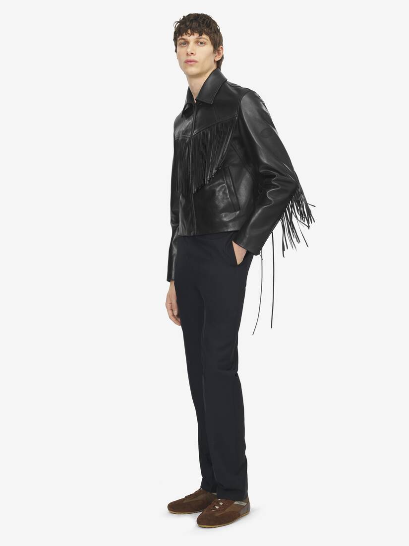 Veste en cuir à franges | Alexander McQueen - image 3