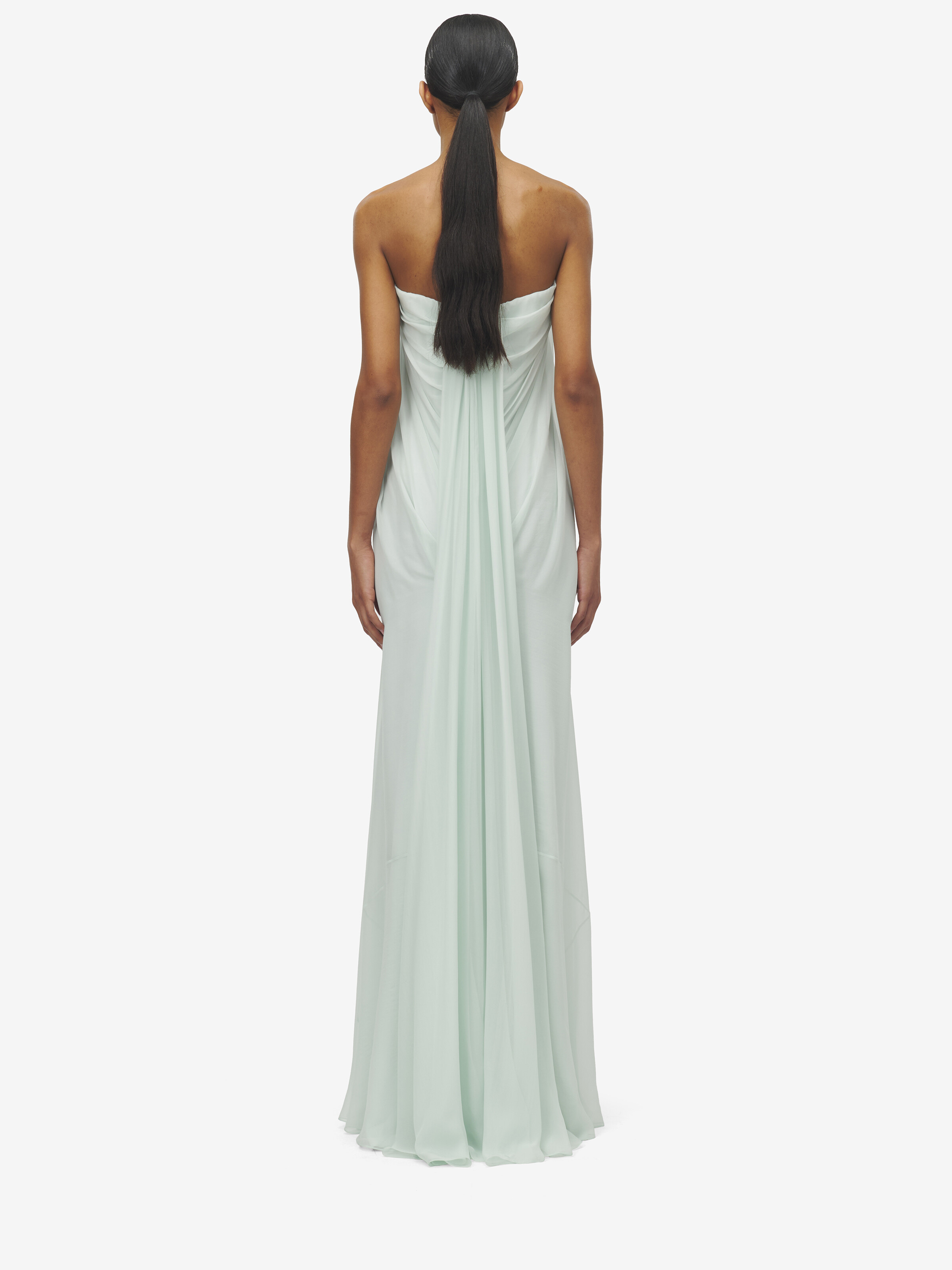 Women's Bustier Evening Dress in Glass in 100% Silk | Alexander McQueen - image 4