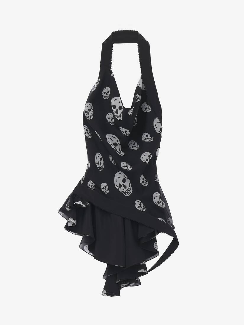 Skull Print Asymmetric Top | Alexander McQueen - image 1